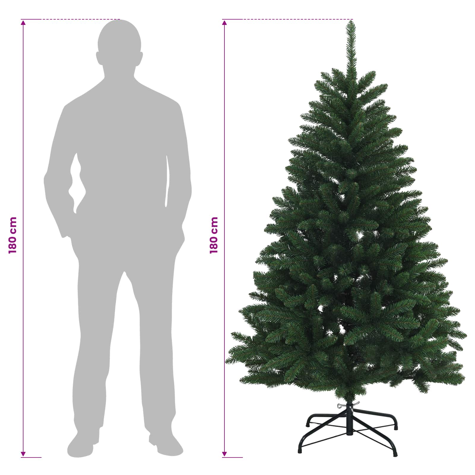Umetno božično drevesce, srednje zeleno, z bunkicami 180 cm