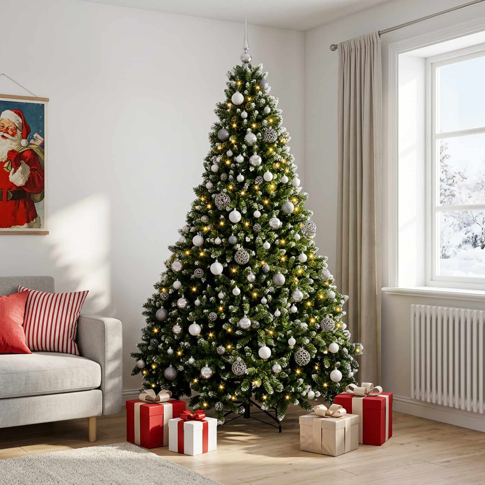 vidaXL Kunstkerstboom met Ballen 270 cm 300 LED's Warmwit groen, foto 2