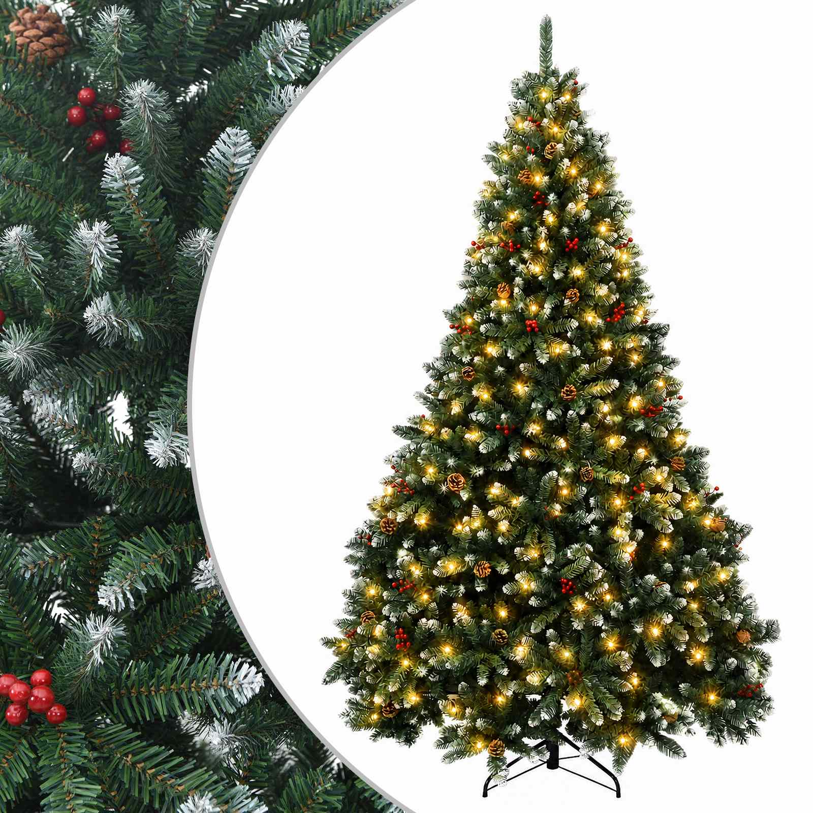 vidaXL Scharnierende kunstkerstboom 270 cm 300 LED's Warmwit groen, foto 3