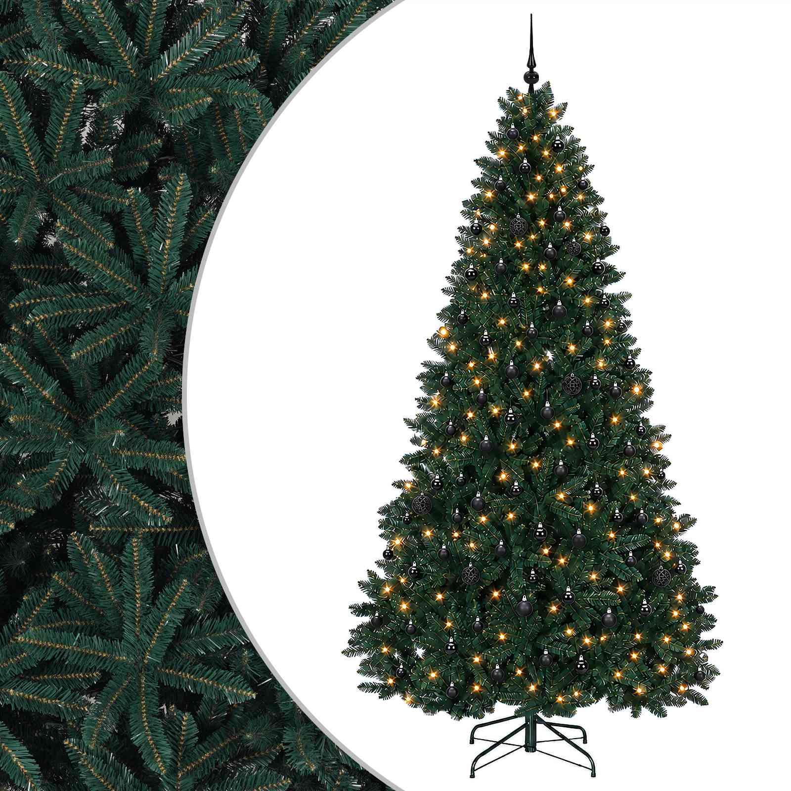 Umetno božično drevesce, temno zeleno, z bučkami 270 cm 600 LED