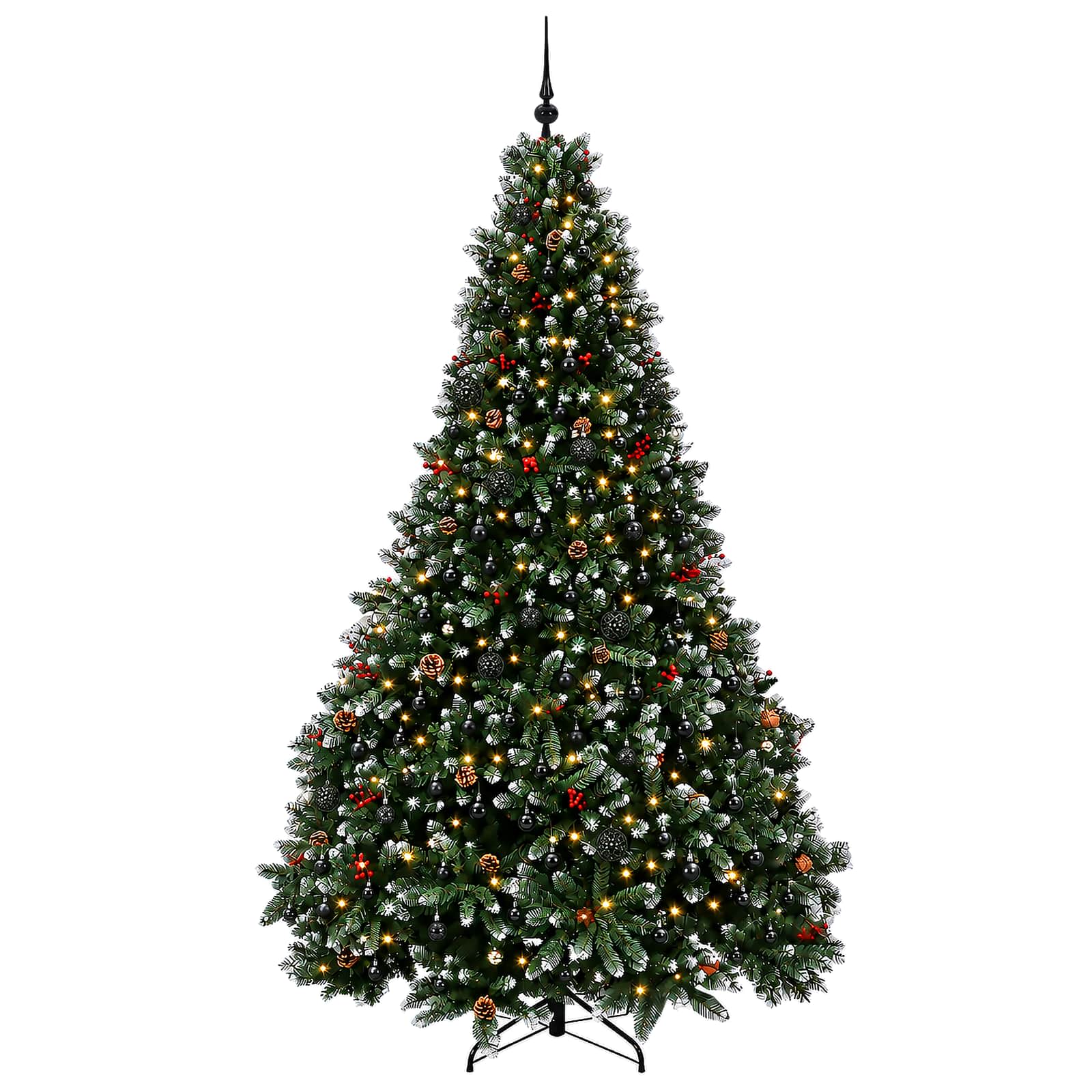 vidaXL Kunstkerstboom groen met kerstballen 270 cm 300 LED's Warmwit, foto 4