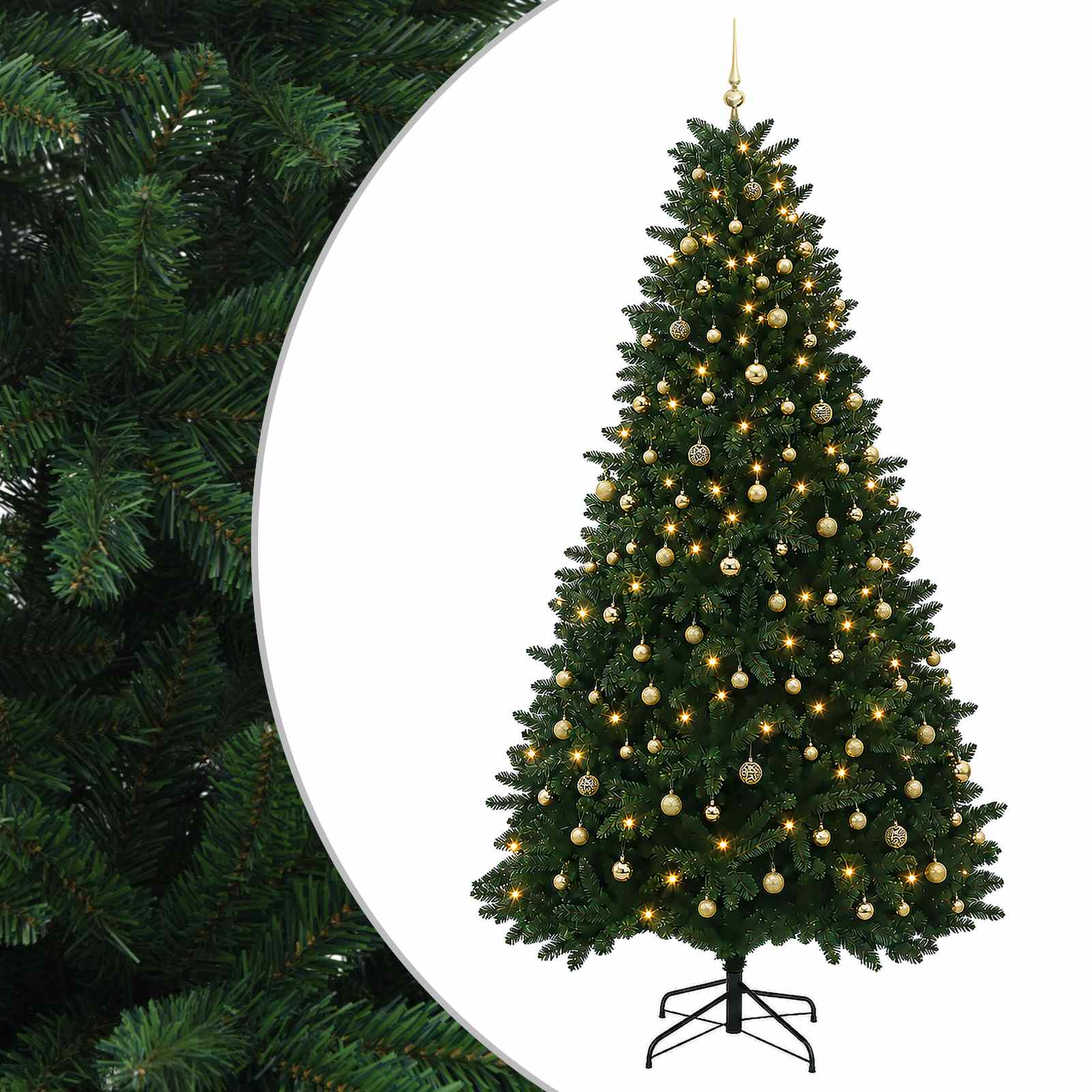 vidaXL Brad de Crăciun artificial, verde mediu, cu globuri 270 cm