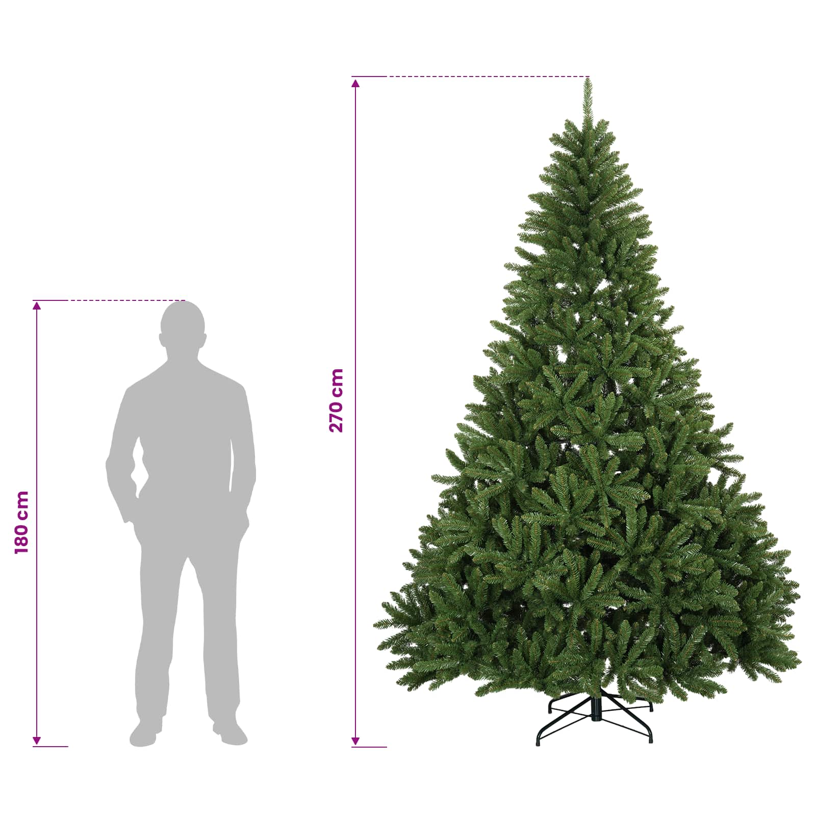 Umetno božično drevesce, svetlo zeleno, z božično kroglo 270 cm