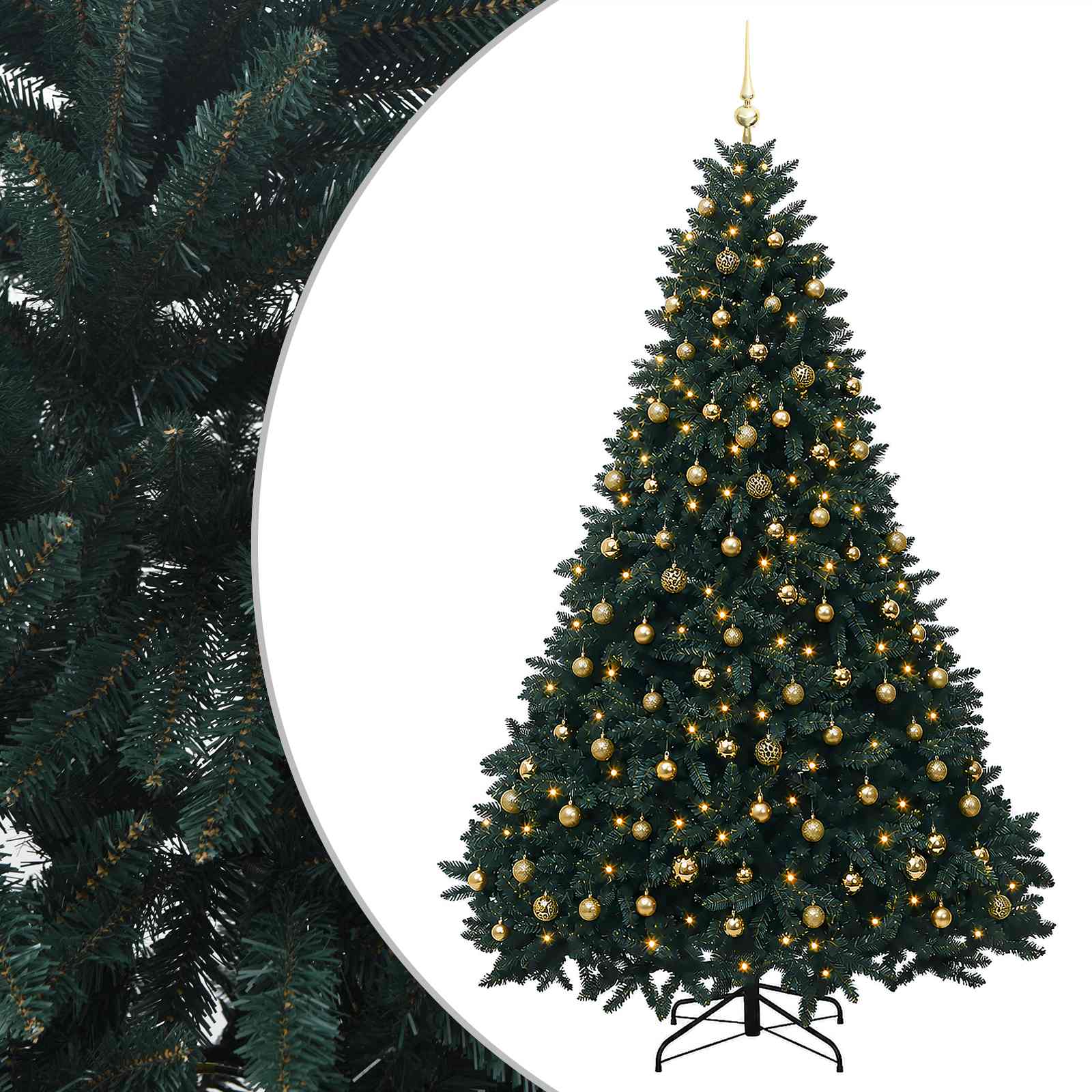 vidaXL Brad de Crăciun artificial, verde închis, cu globuri 270 cm