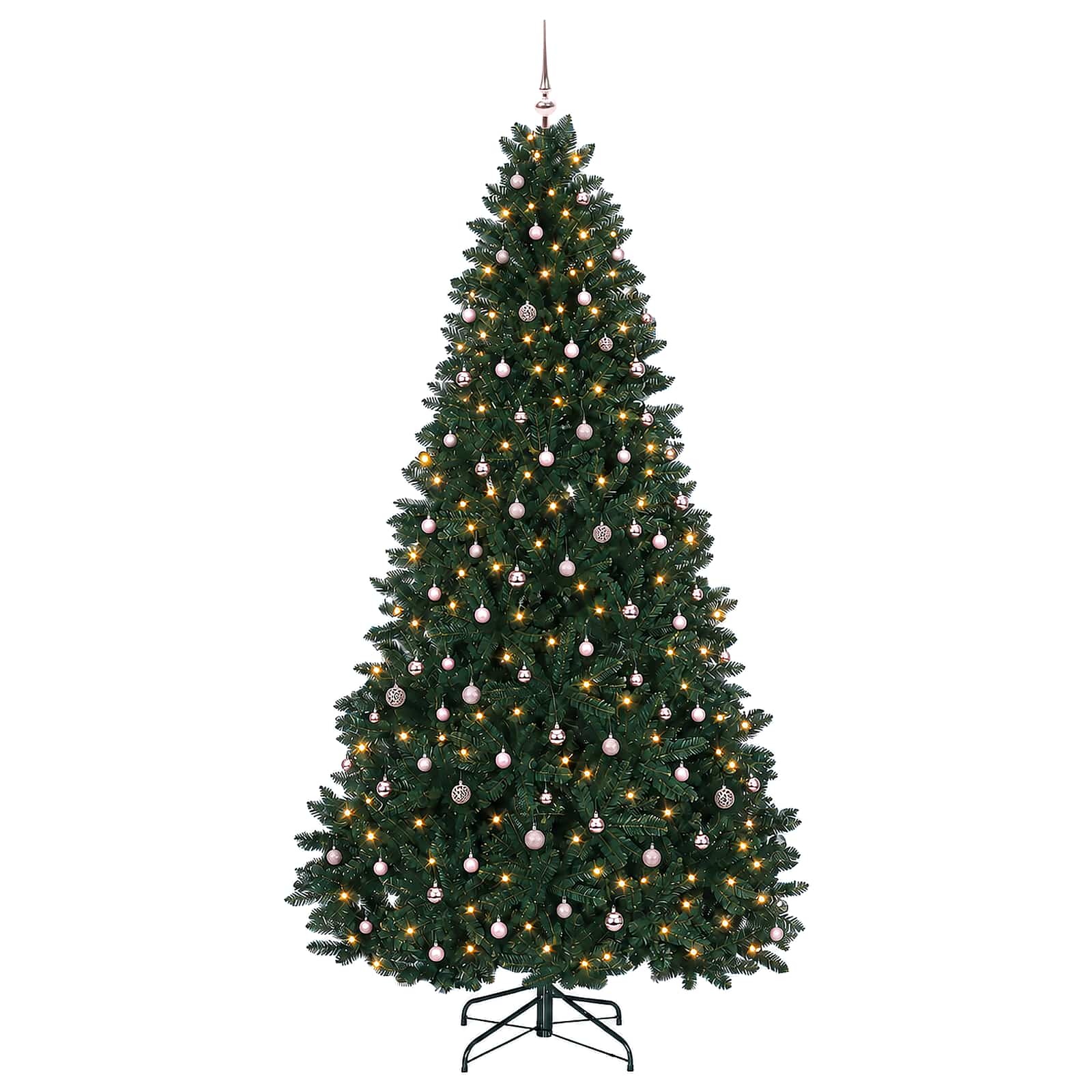 Umetno božično drevesce s kroglicami, temno zeleno 300 cm