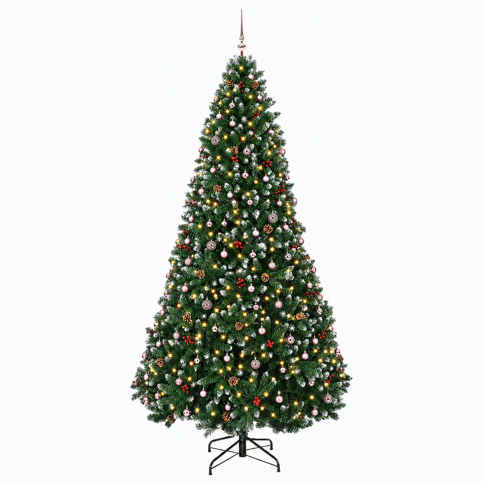 Umetno božično drevo, zeleno, z okraski 300 cm 300 LED