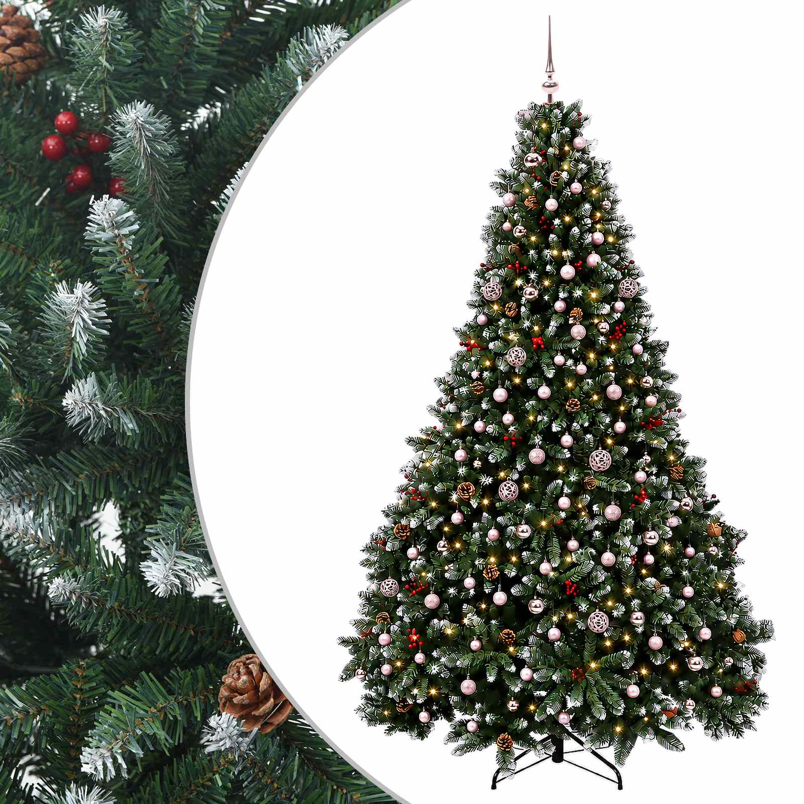 Umetno božično drevesce, zeleno, z bučkami 300 cm 600 LED