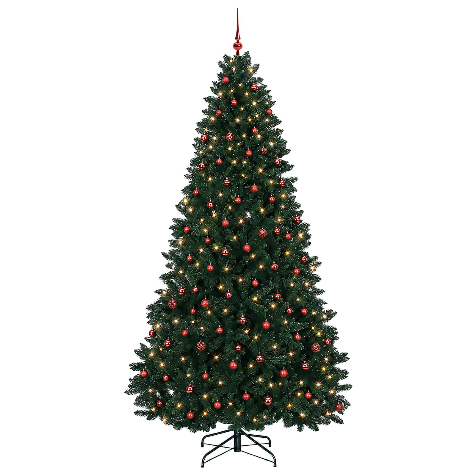 vidaXL Kunstkerstboom donkergroen met kerstbal 300 cm 300 LED's groen, foto 4