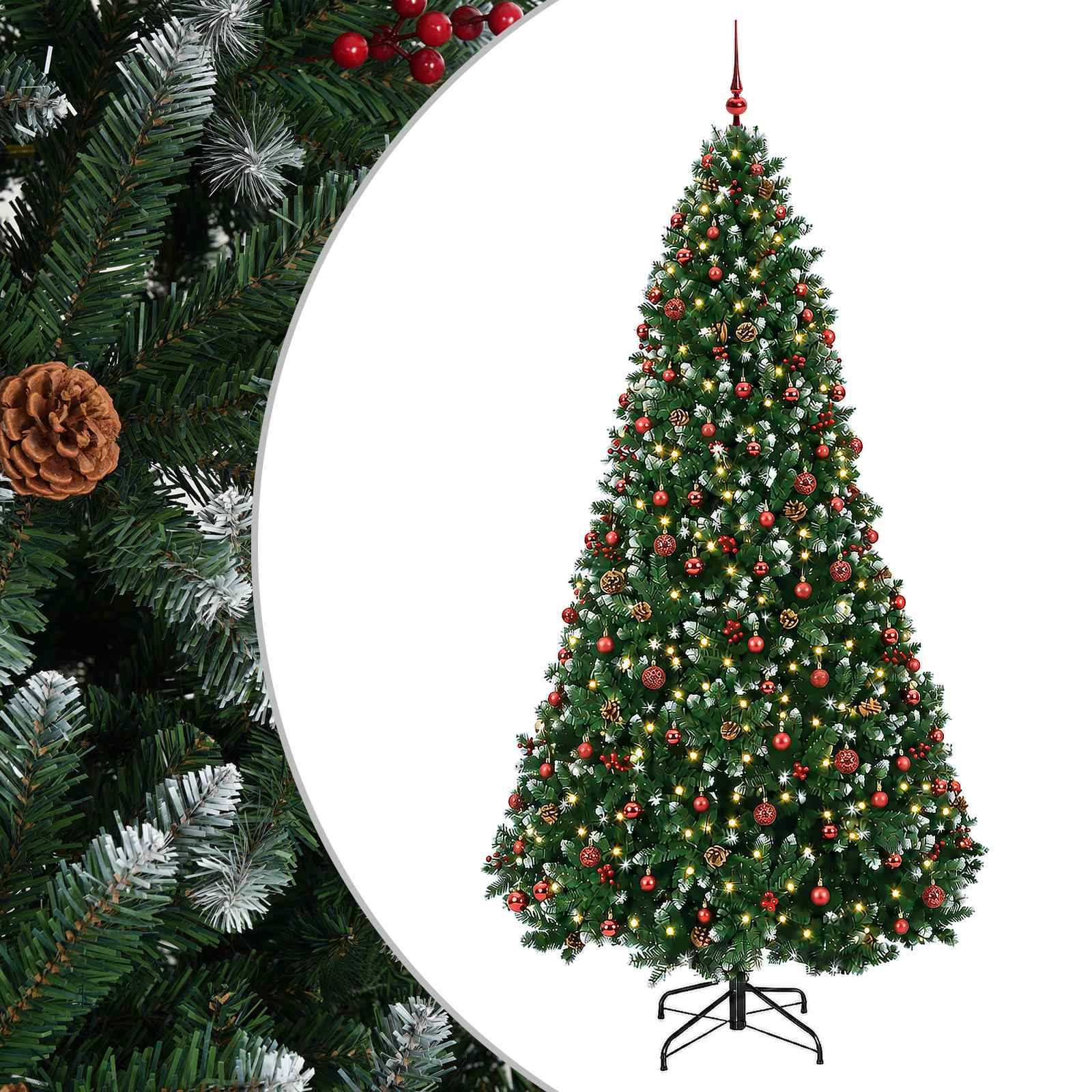 Umetna božična jelka, zelena, z okraski 270 cm 300 LED