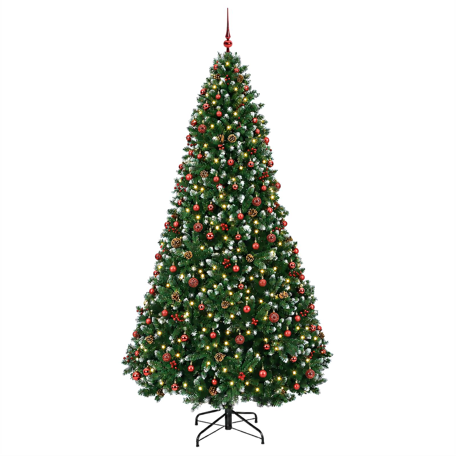Umetna božična jelka, zelena, z okraski 270 cm 300 LED