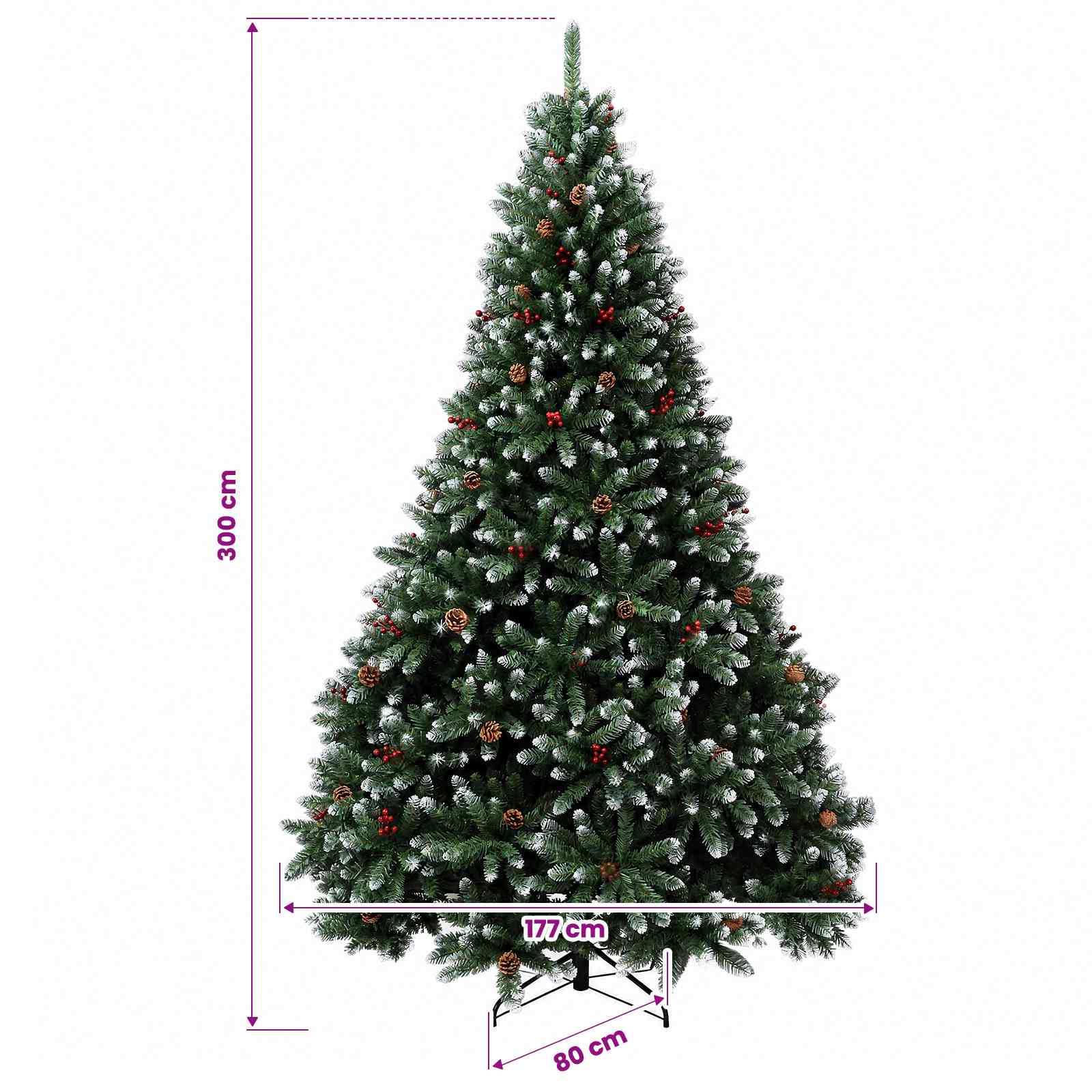 Umetno božično drevesce, zeleno, z okraski 300 cm 600 LED