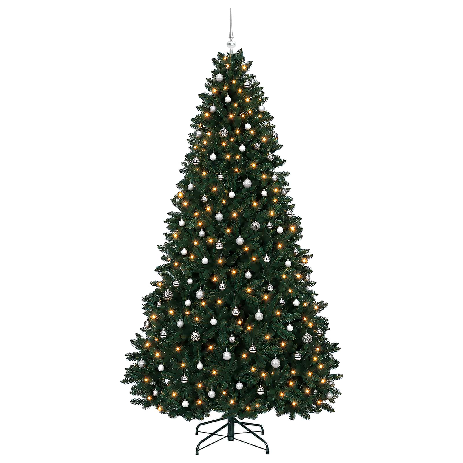 vidaXL Kunstkerstboom donkergroen met kerstballen 300 cm 300 LED's groen, foto 4