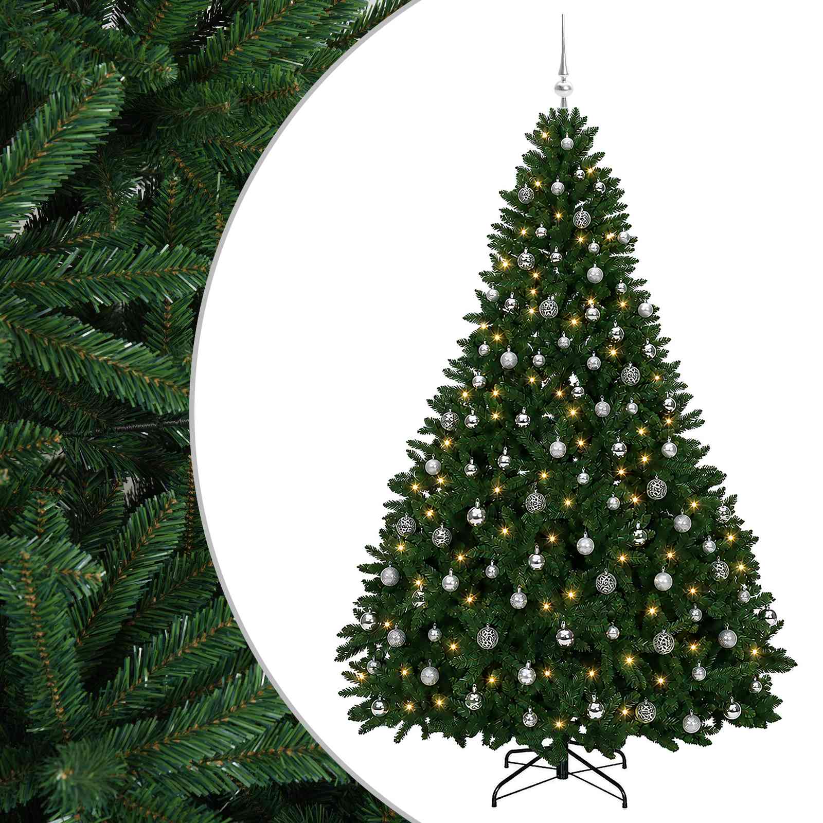 vidaXL Kunstkerstboom middengroen met kerstbal 270 cm 300 LED's groen, foto 3