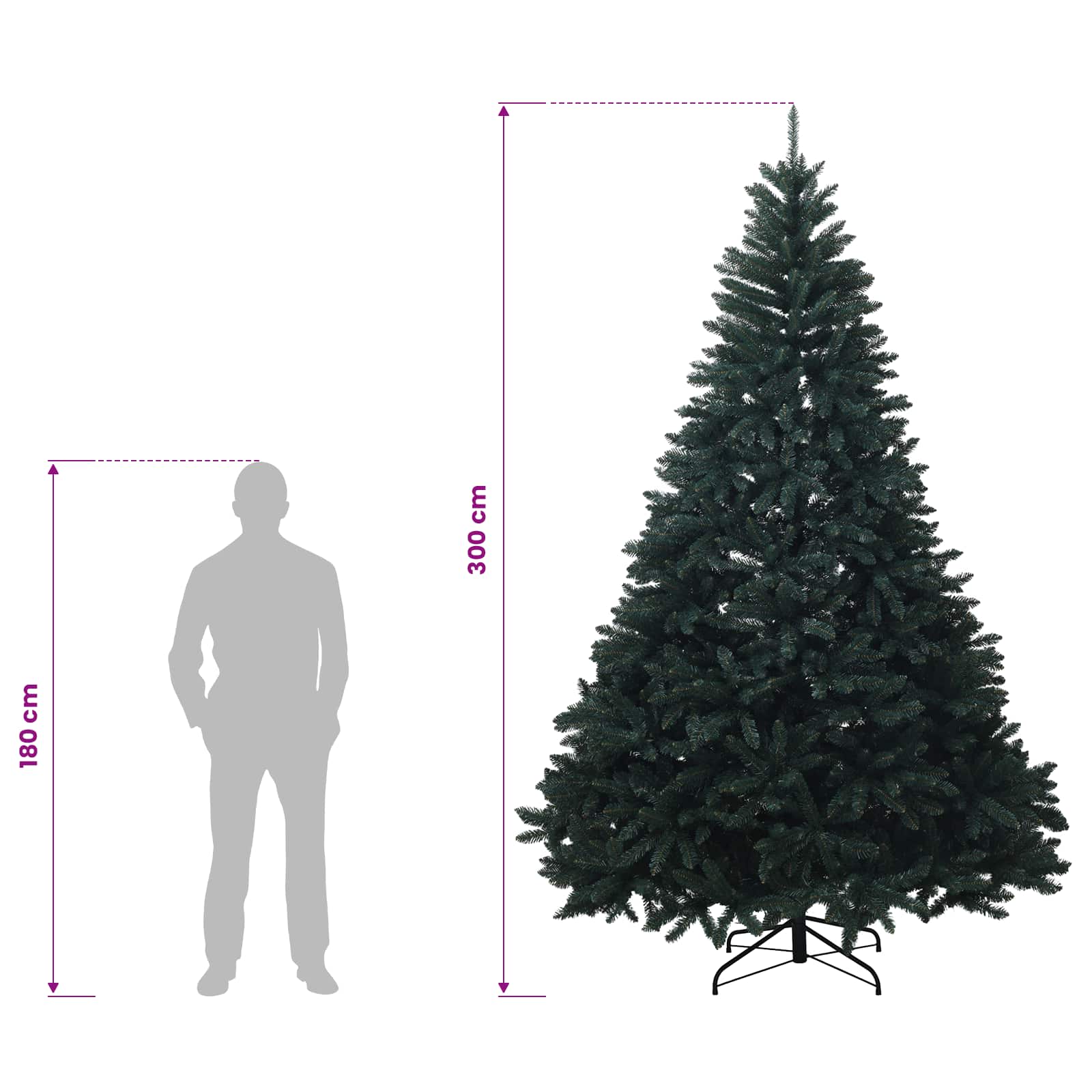Umetno božično drevo, temno zeleno, z bunkicami 300 cm 600 LED