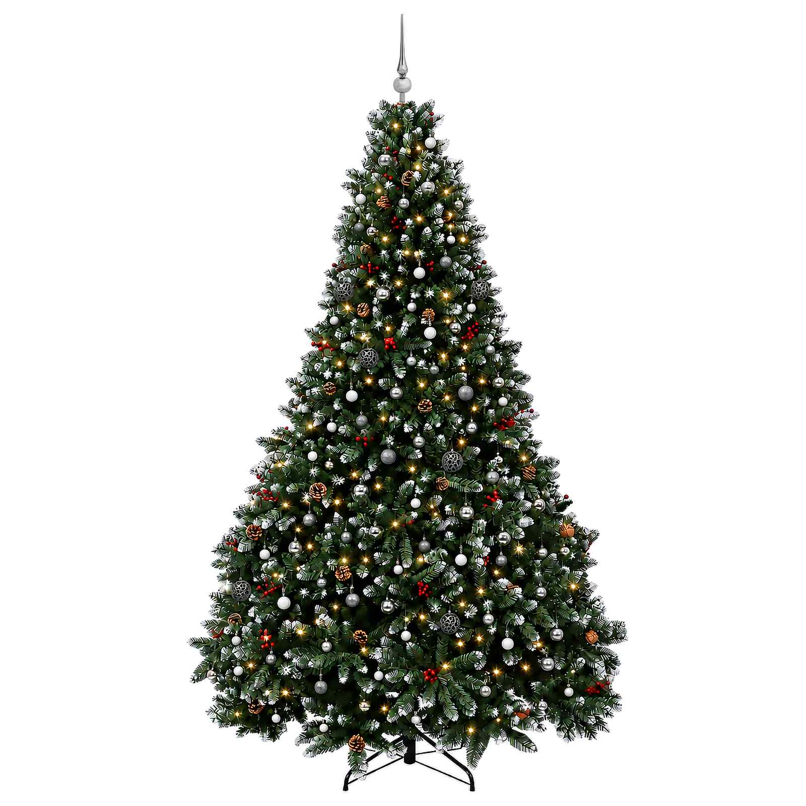 Umjetno božično drevo z okrasnimi kroglami 270 cm 300 LED