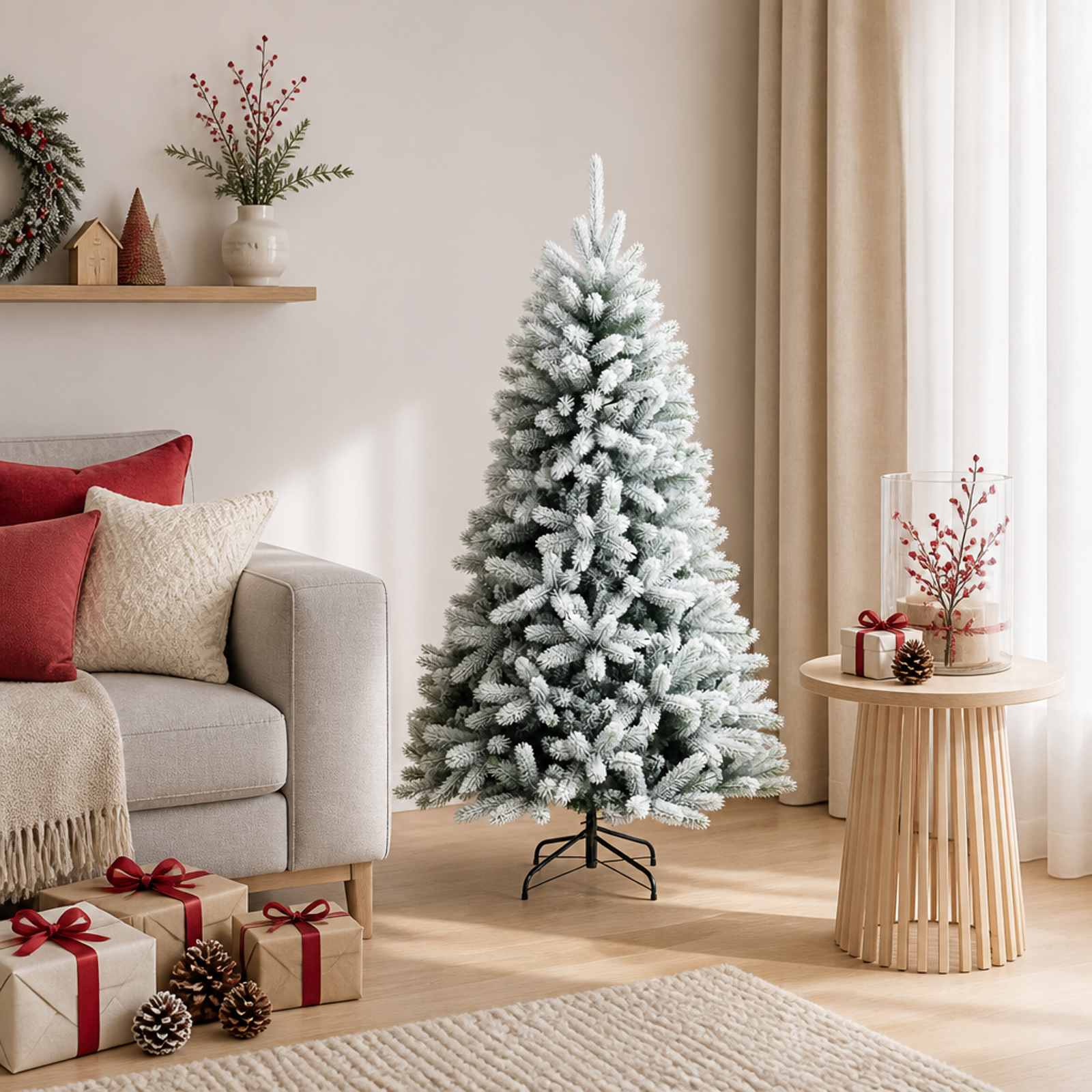 vidaXL Kunstigt Hinged Juletræ 120 cm PVC og metal Grøn og hvid
