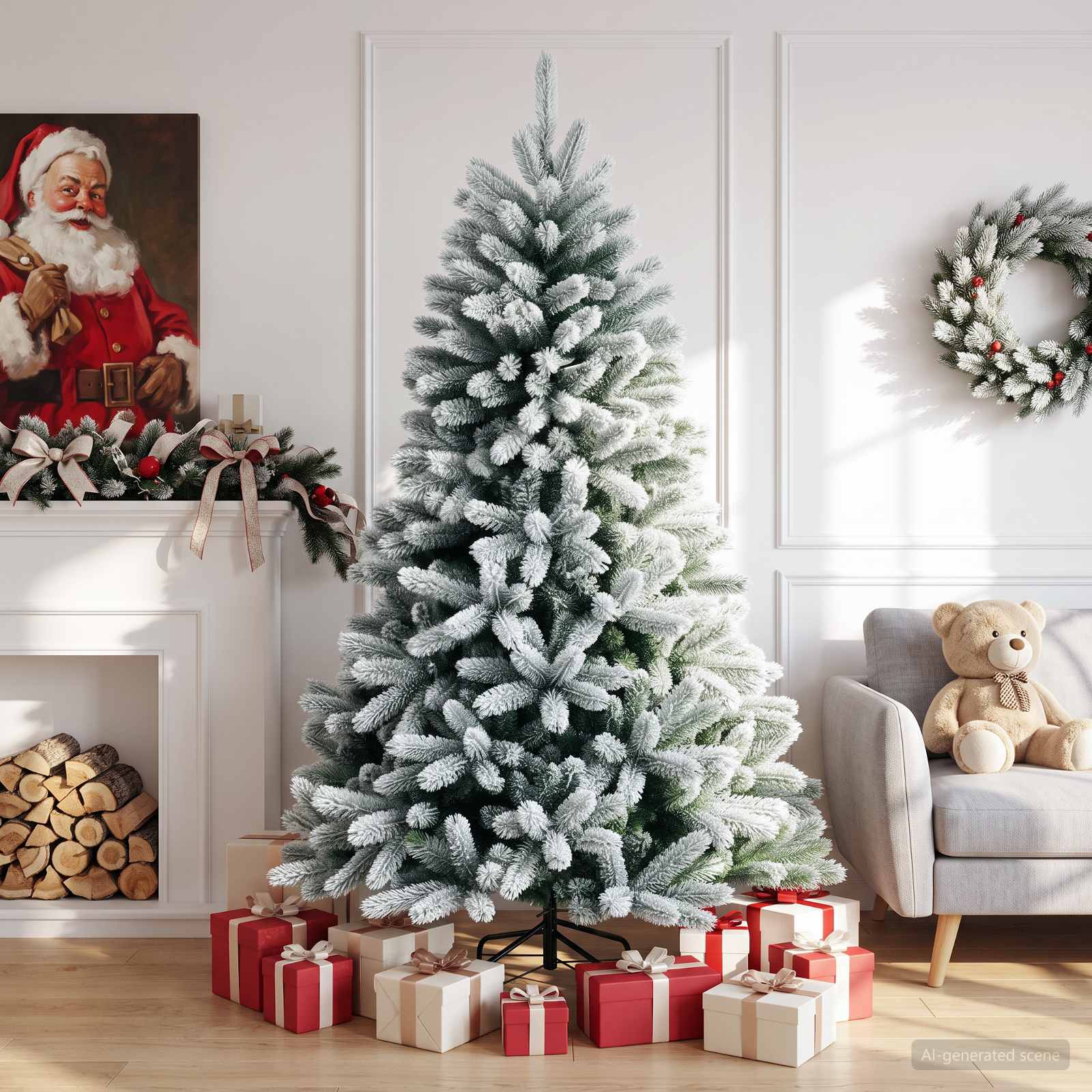 vidaXL Kunstigt Hinged Juletræ 180 cm PVC og metal Grøn og hvid
