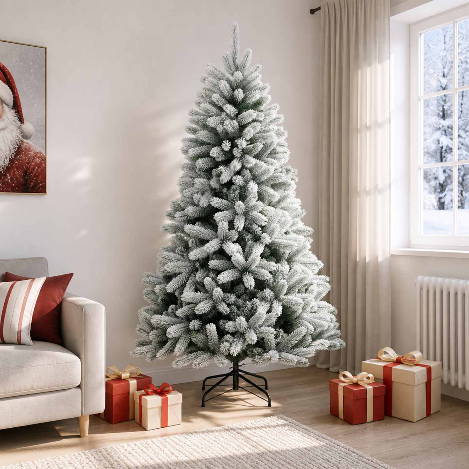 vidaXL Salkomallinen tekoinen joulukuusi 240 cm PVC ja metalli