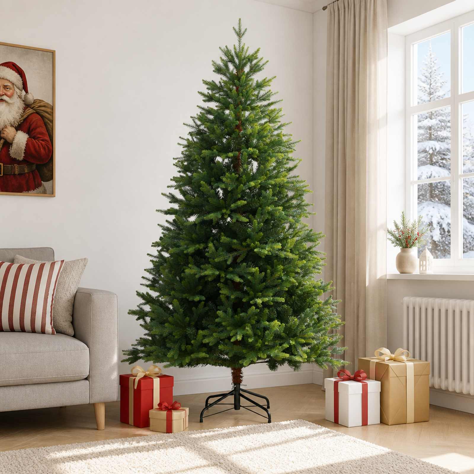 vidaXL Kunstigt Hinged Juletræ 240 cm PVC og metal Grøn