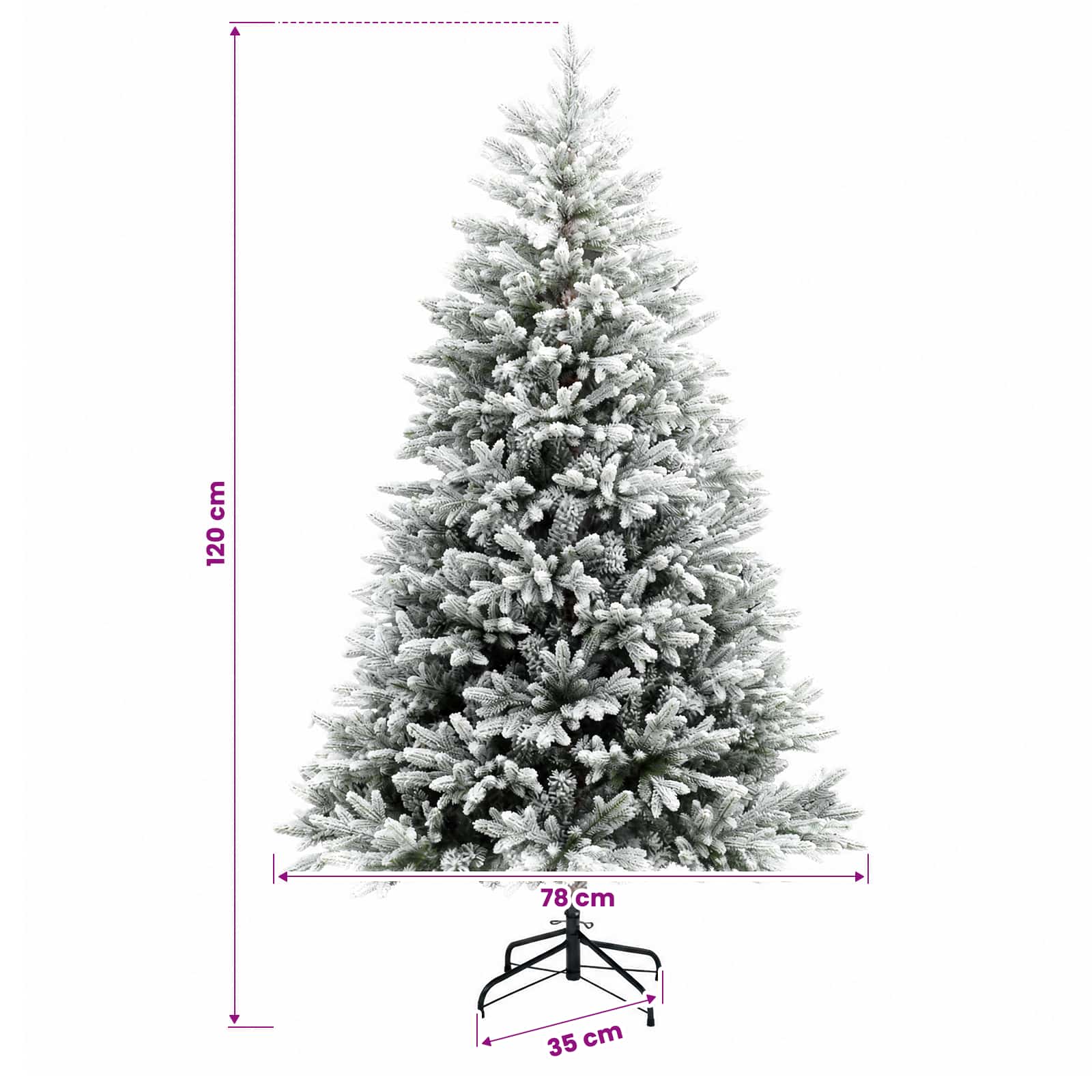 Umetno Zložljivo Božično Drevo 120 cm PVC in kovina