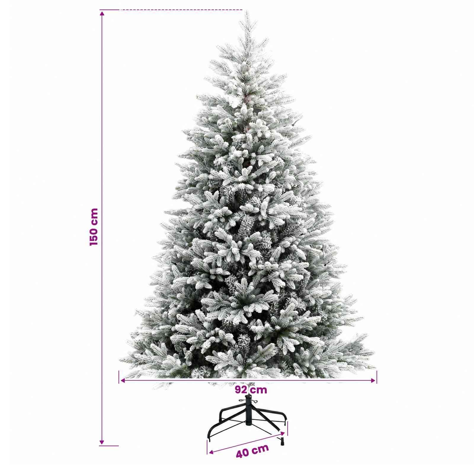 Umetno Zložljivo Božično Drevo 150 cm PVC in kovina
