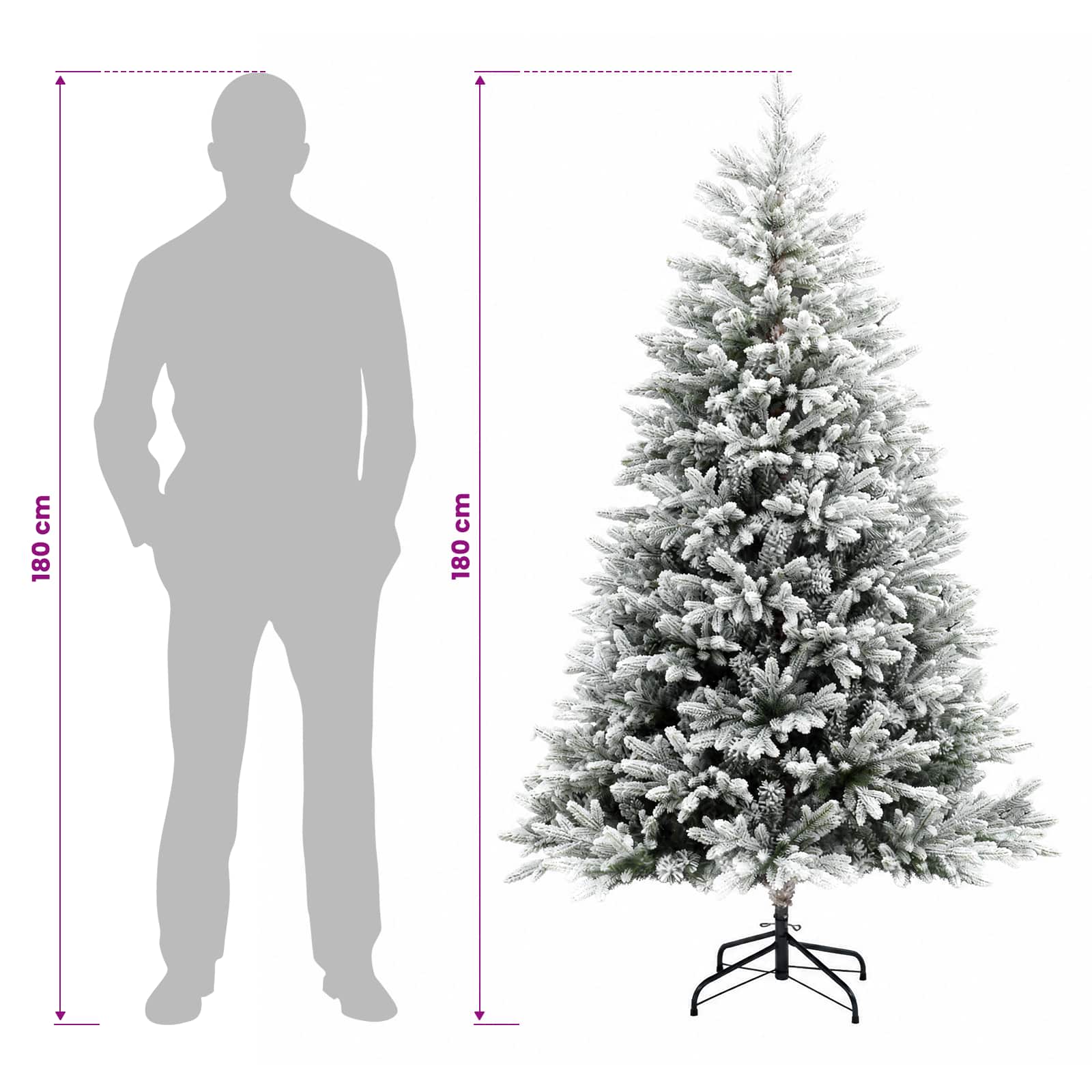 Umetno Zložljivo Božično Drevo 180 cm PVC in kovina