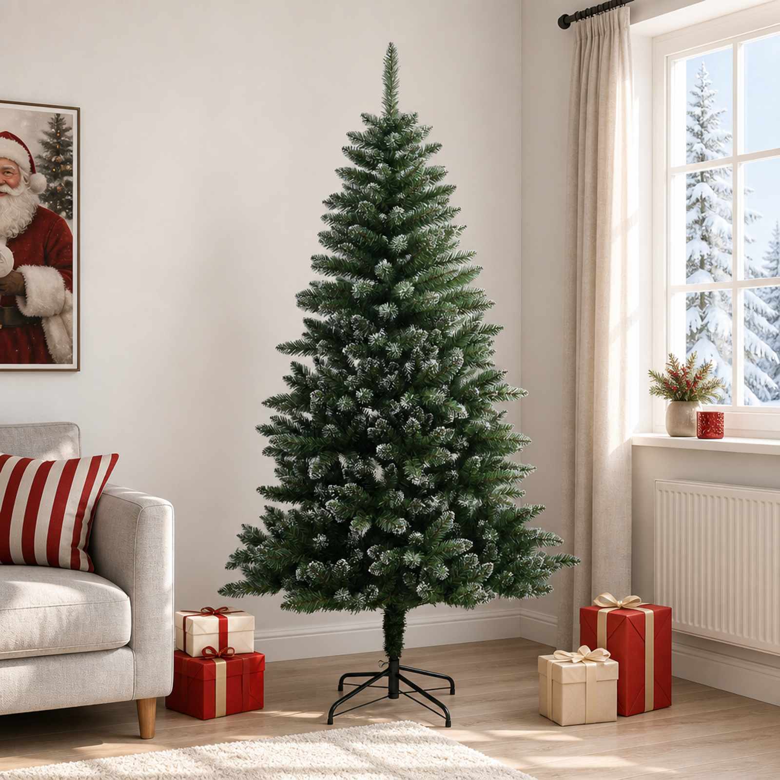 vidaXL Künstlicher klappbarer Weihnachtsbaum 180 cm PVC und Metall