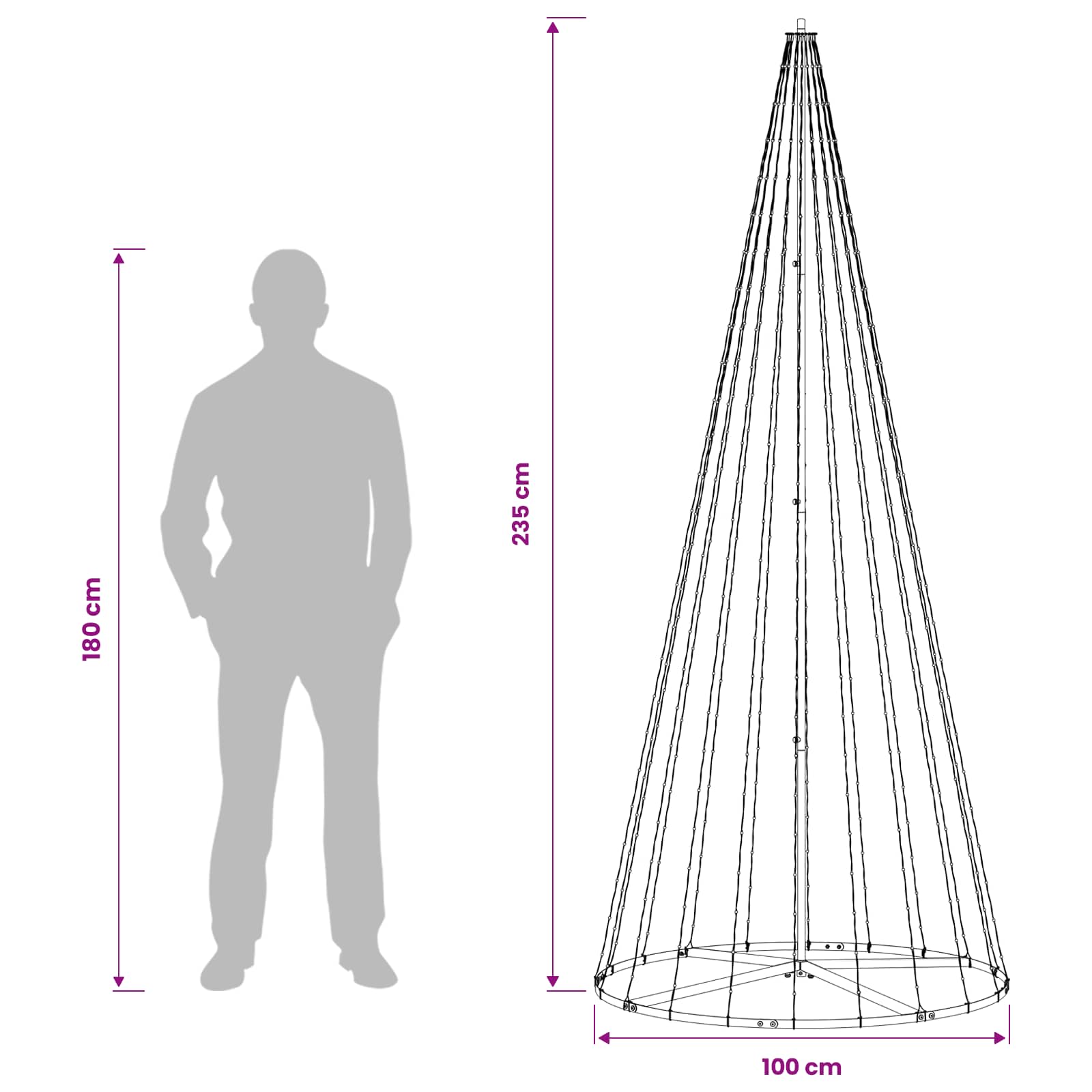 LED božično drevesce 235 cm 500 LED Toplo bela elezo Črna