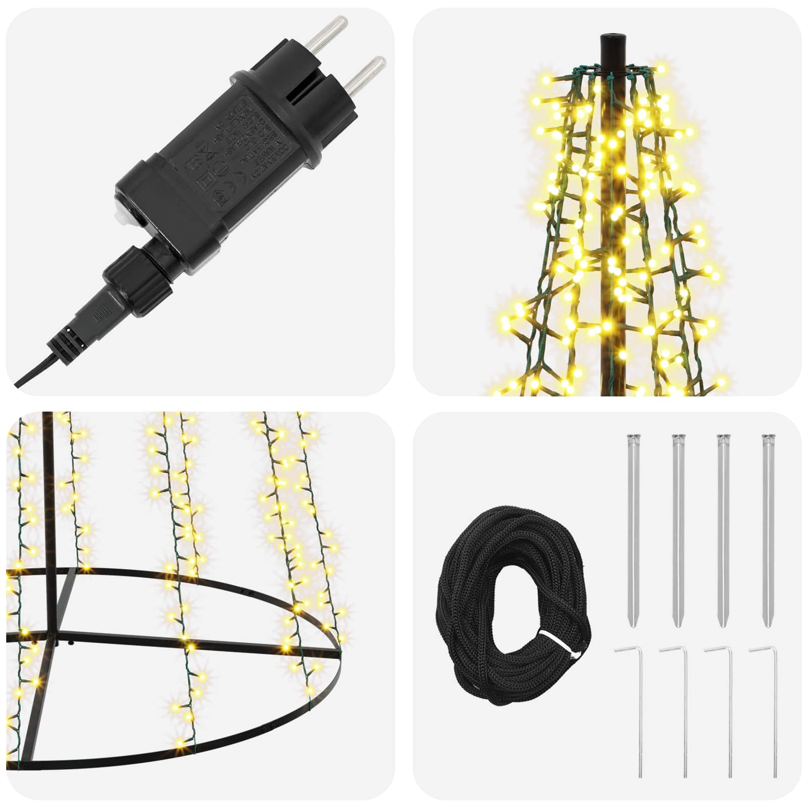 LED božično drevesce 485 cm 3000 LED Toplo bela Jeklo Črna