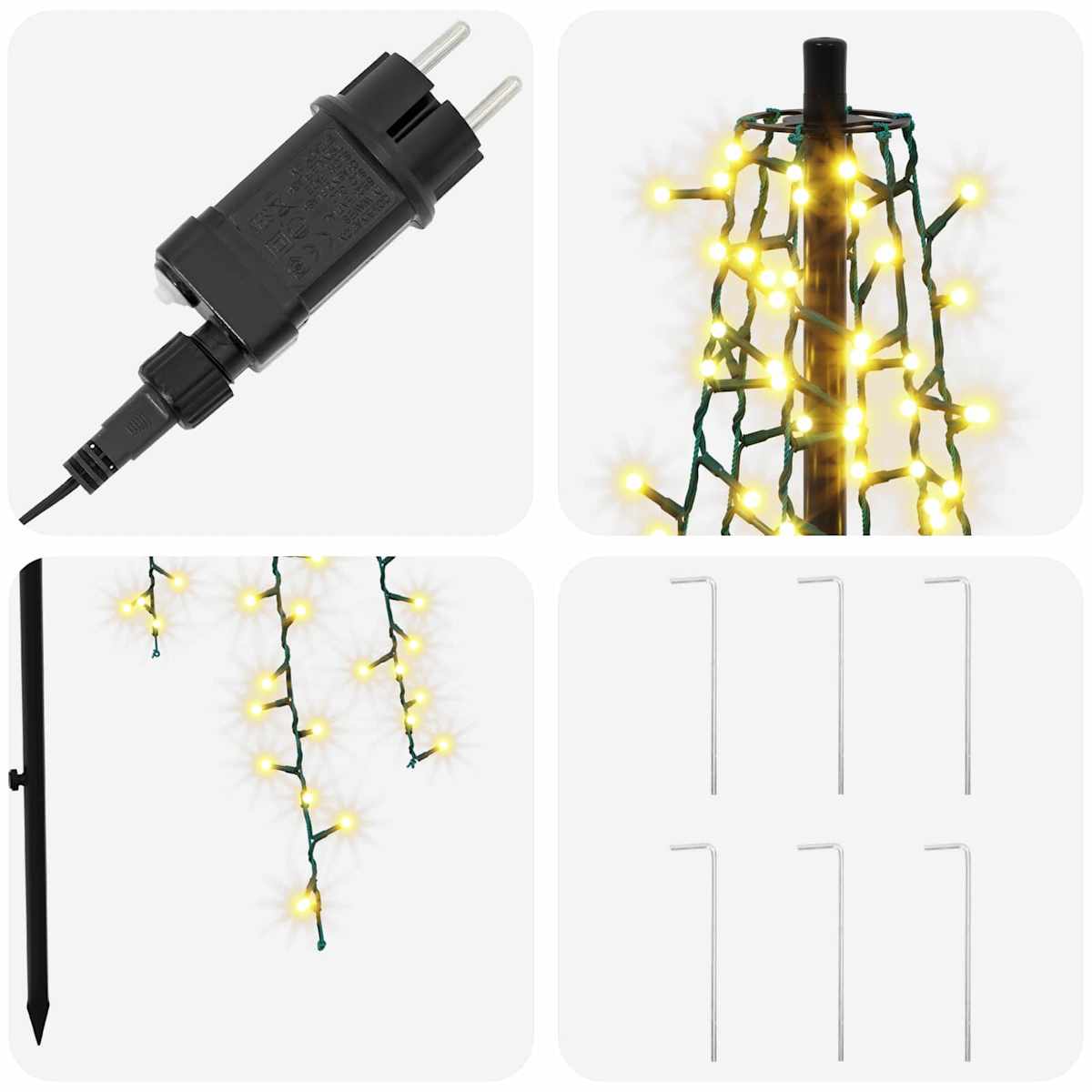 LED juletræ 165 cm 540 LED'er Varm hvid Stål Sort - Billede 4