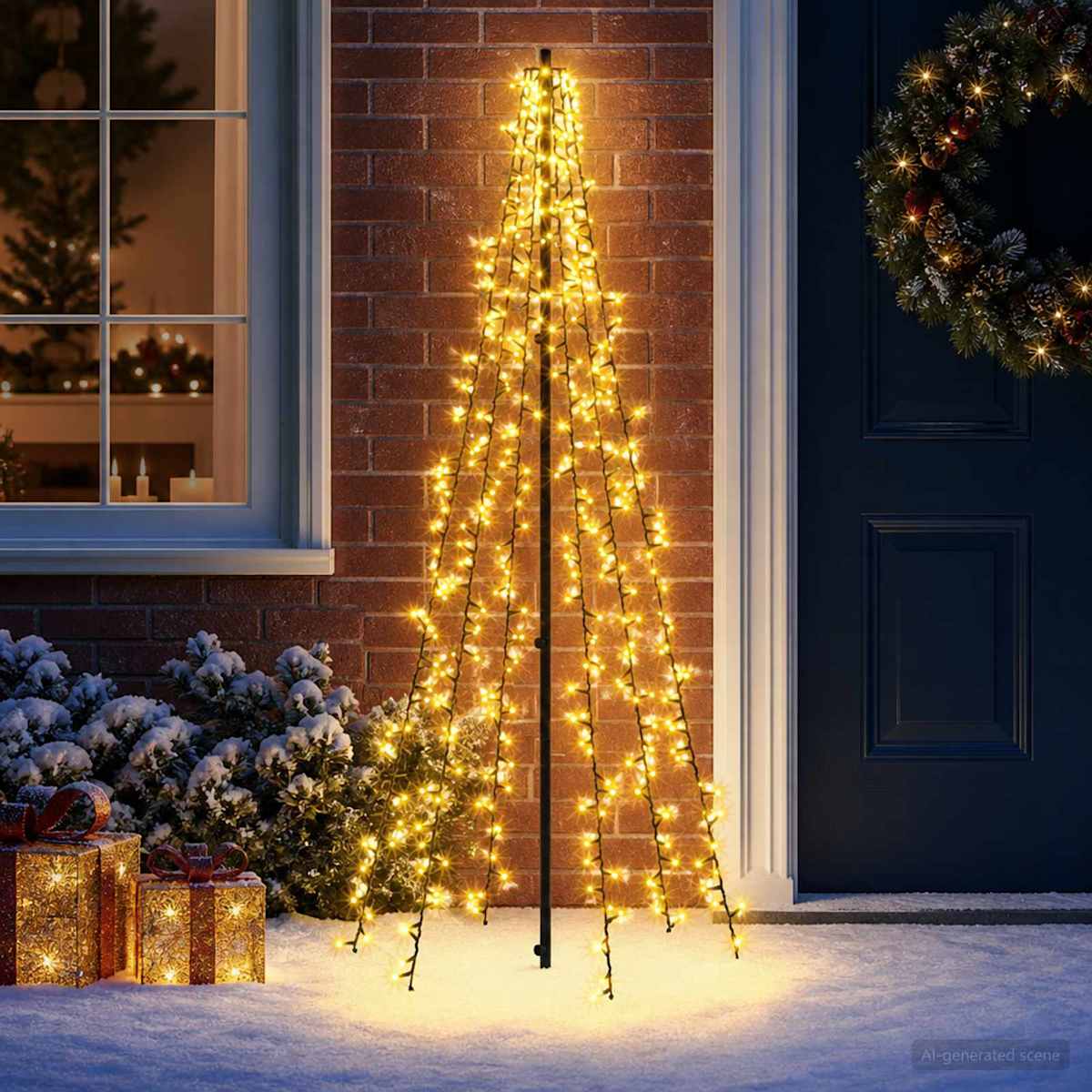 LED juletræ 165 cm 540 LED'er Varm hvid Stål Sort