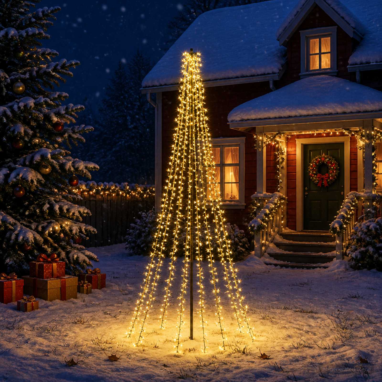 LED Kerstboom 235 cm 1000 LED's Warmwit Staal Zwart