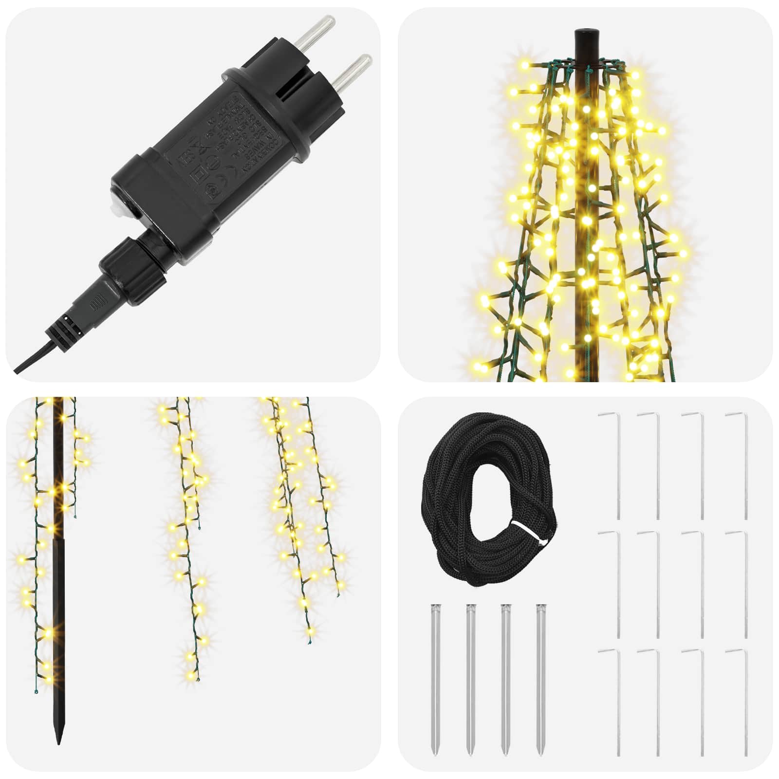 LED božično drevesce 385 cm 2460 LED Toplo bela Jeklo Črna