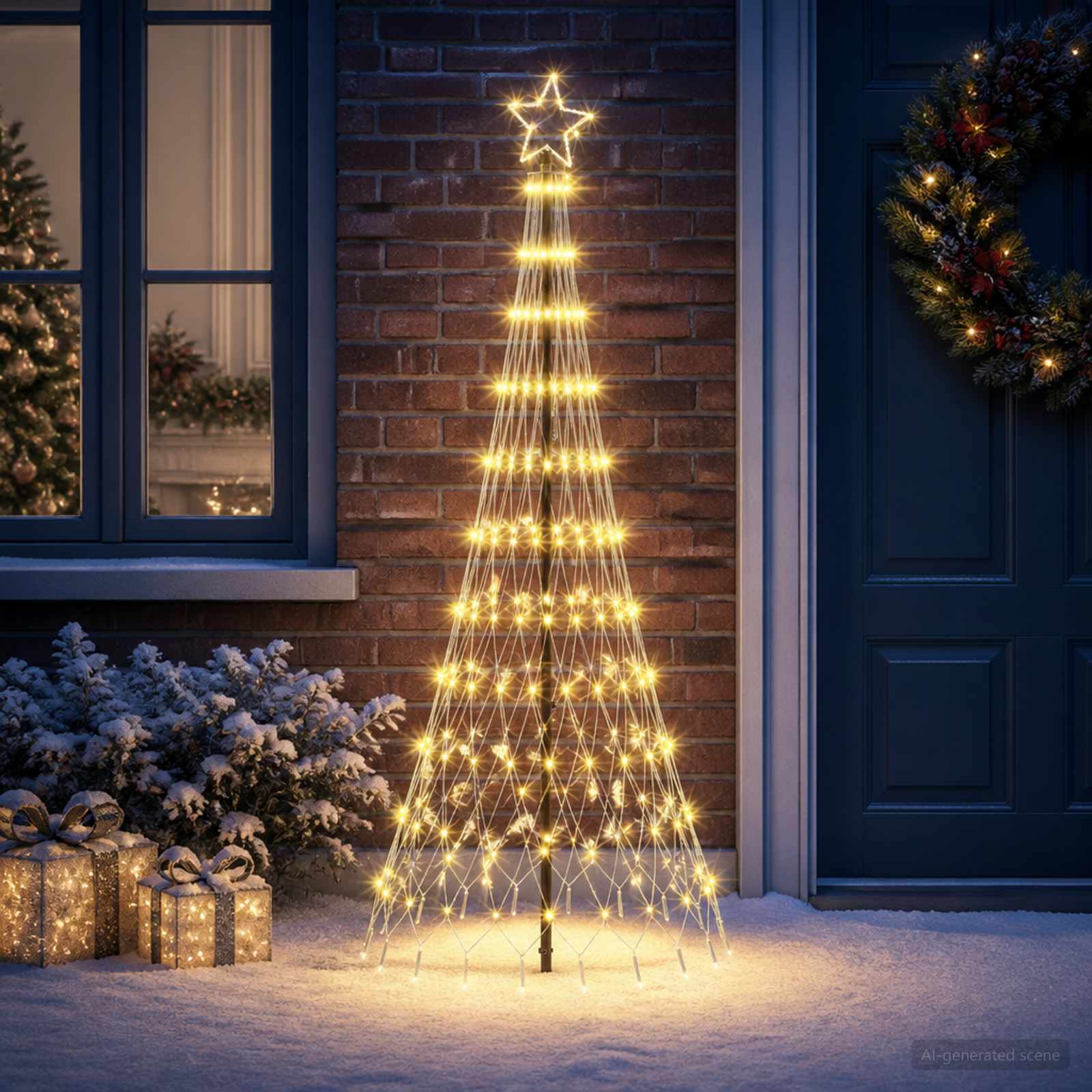 LED božično drevesce 180 cm 230 LED Toplo bela elezo Črna