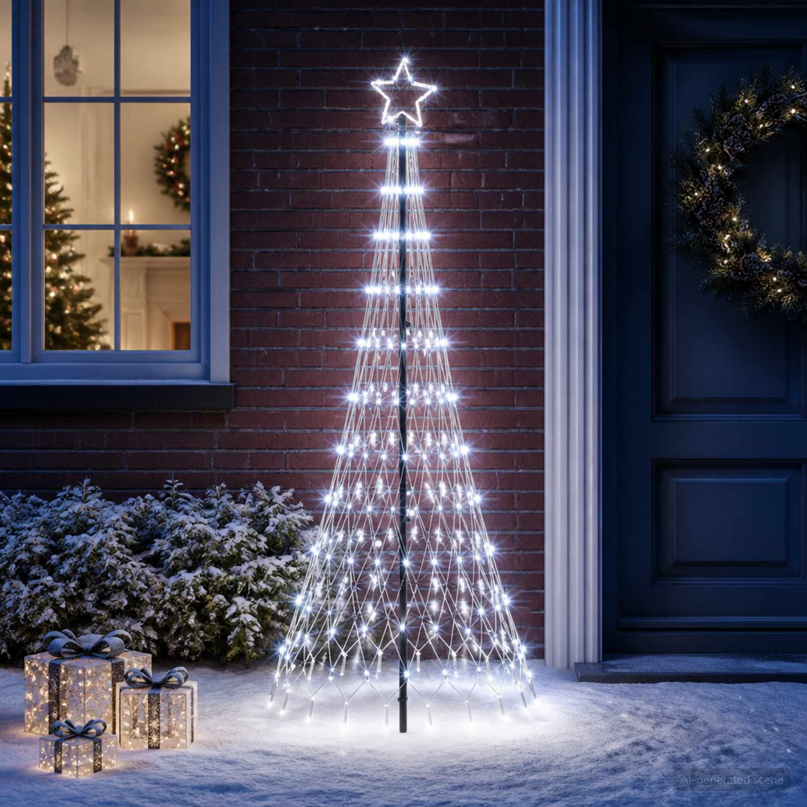 vidaXL LED juletre 180 cm 230 LED-lys Kaldhvit Jern Svart
