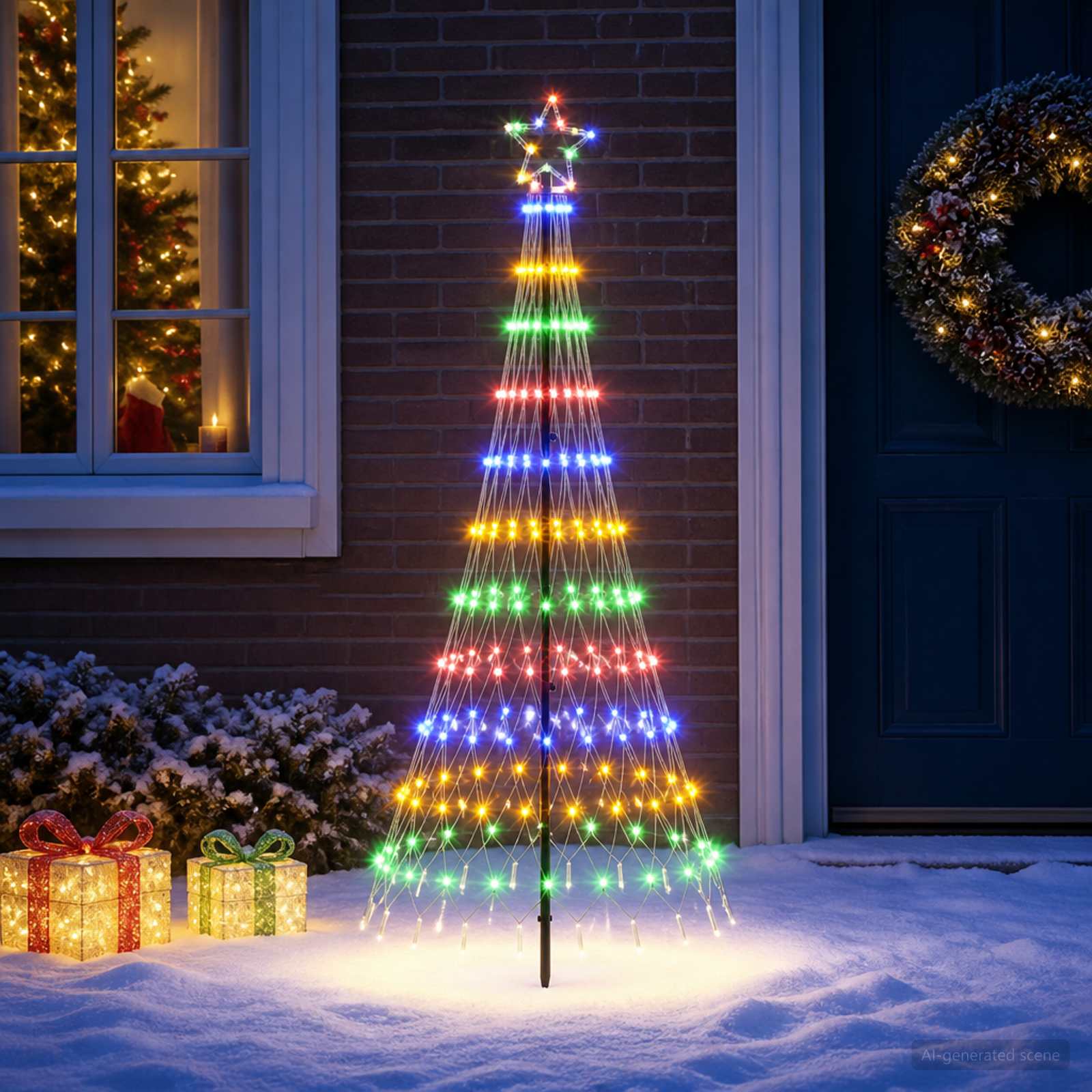 LED Kerstboom 180 cm 230 LED's Meerkleurig IJzer Zwart
