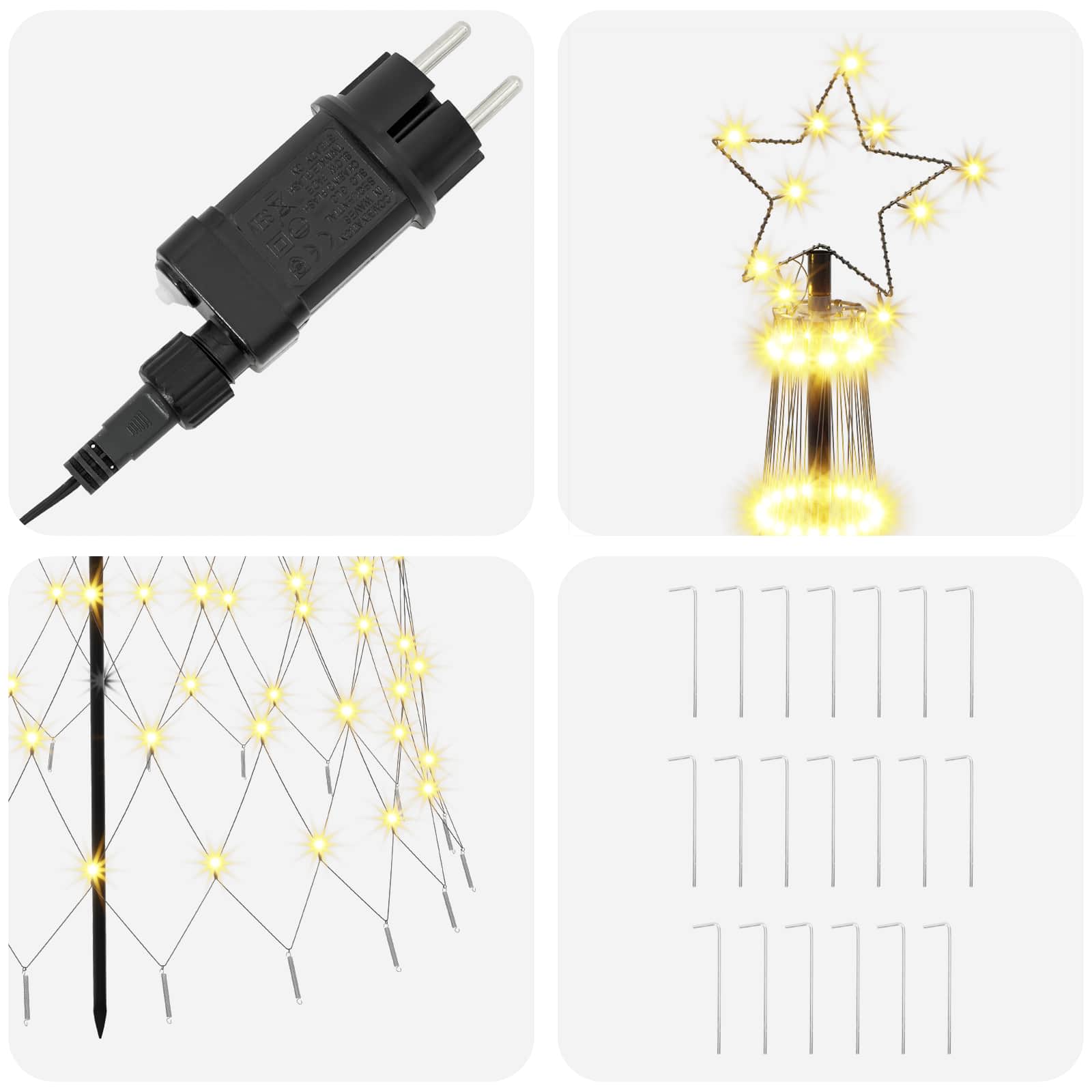 LED božično drevesce 250 cm 290 LED Toplo bela elezo Črna