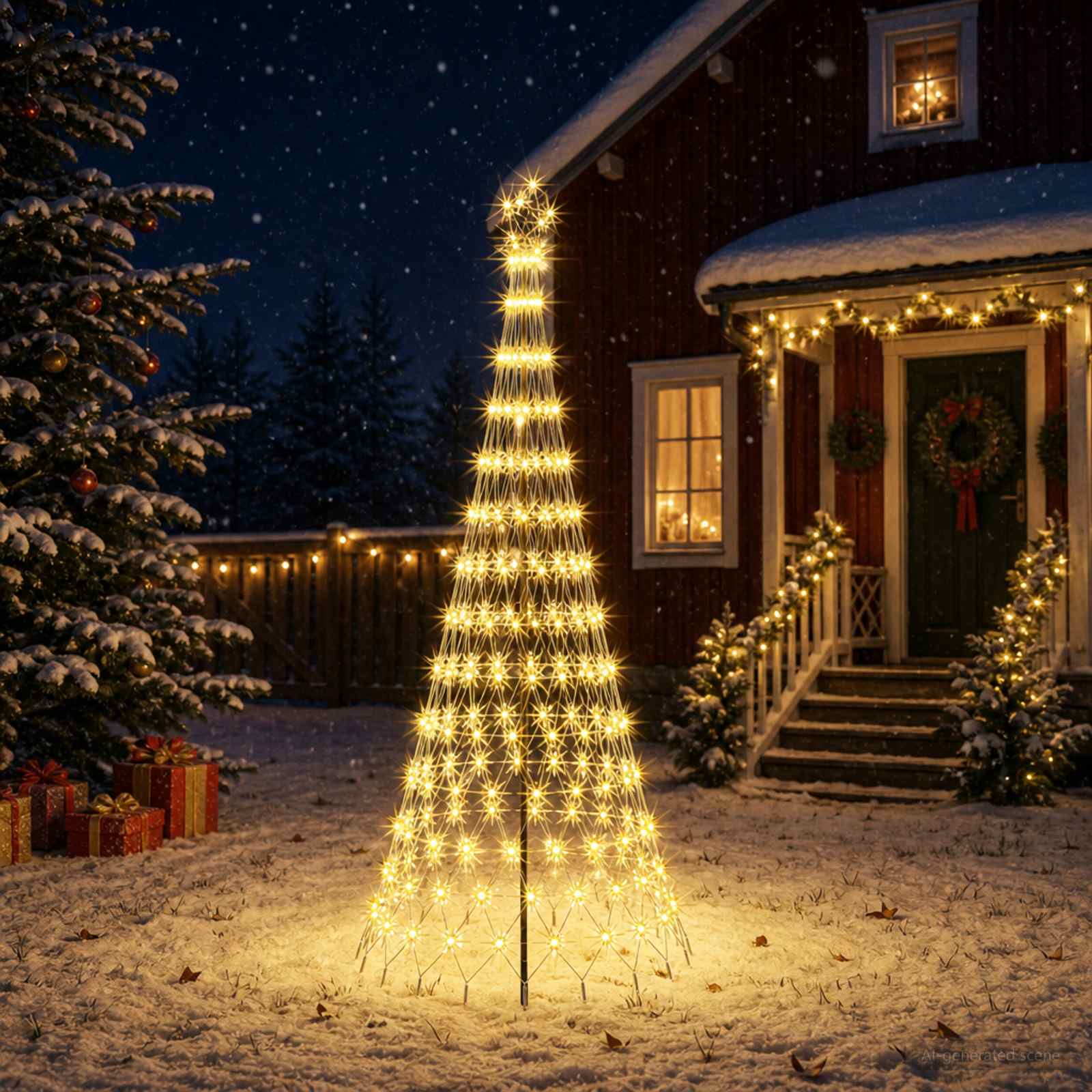 vidaXL LED juletræ 250 cm 290 LED'er Varm hvid Jern Sort