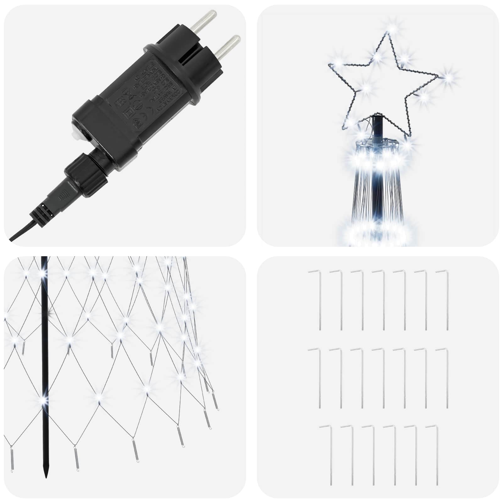 LED božično drevesce 250 cm 290 LED Hladno bela elezo Črna