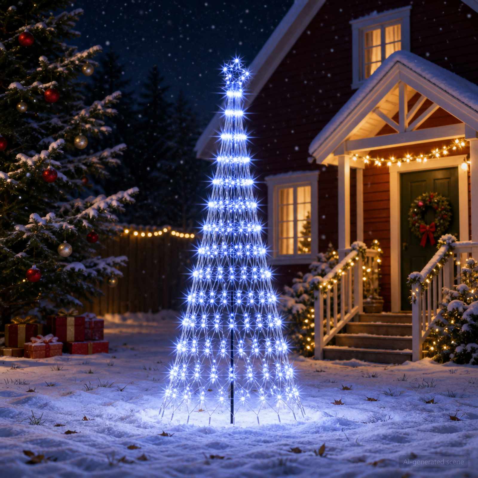 vidaXL LED juletræ 250 cm 290 LED'er Blå Jern Sort