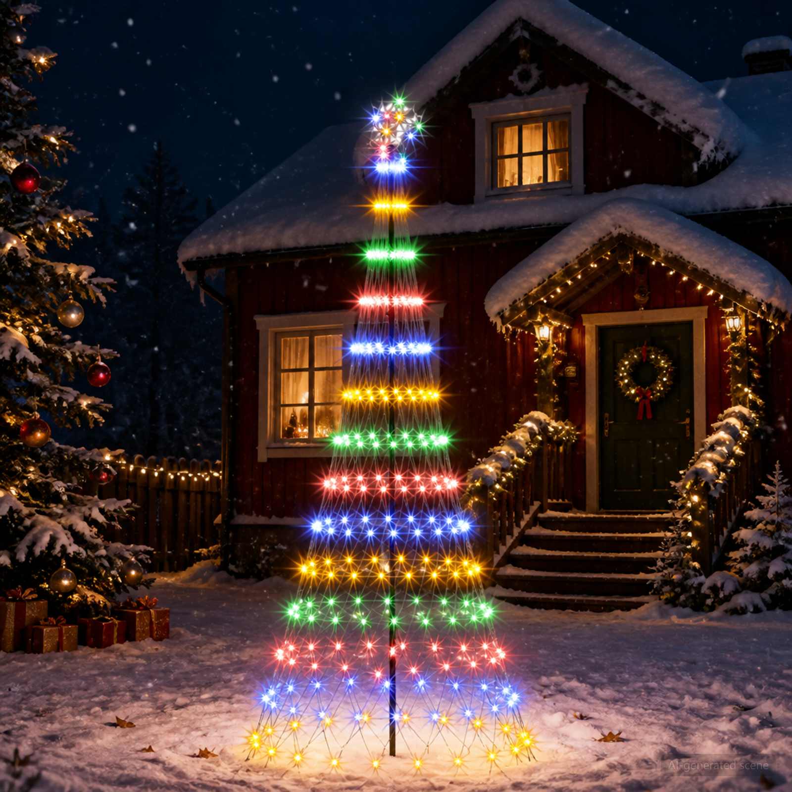 vidaXL LED juletræ 250 cm 290 LED'er Flerfarvet Jern Sort