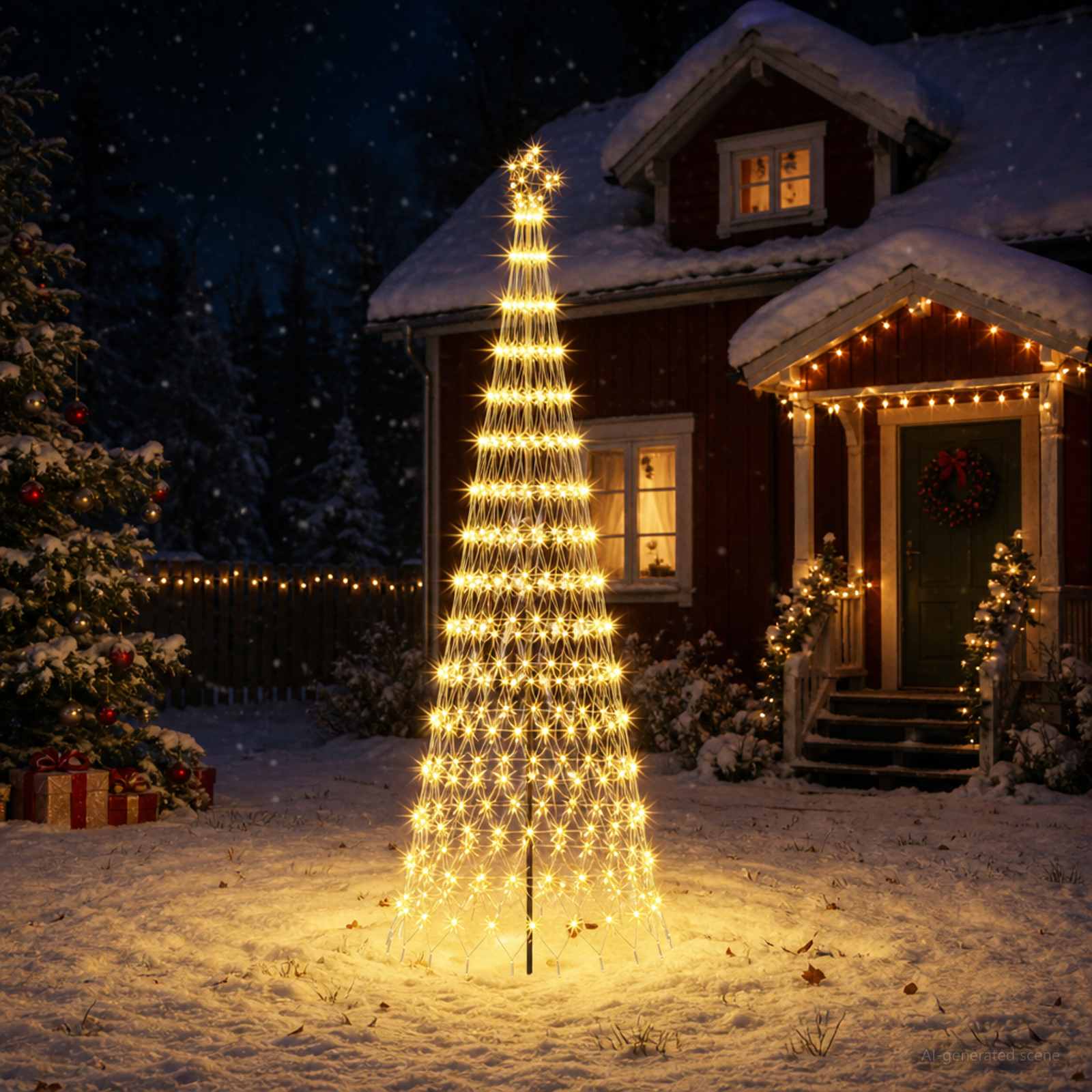 vidaXL LED juletræ 300 cm 350 LED'er Varm hvid Jern Sort