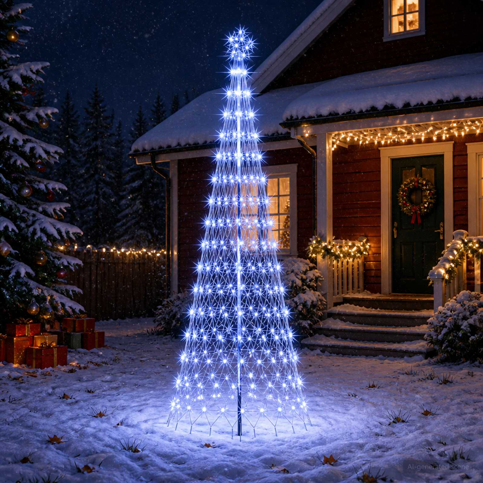 vidaXL LED juletræ 300 cm 350 LED'er Blå Jern Sort