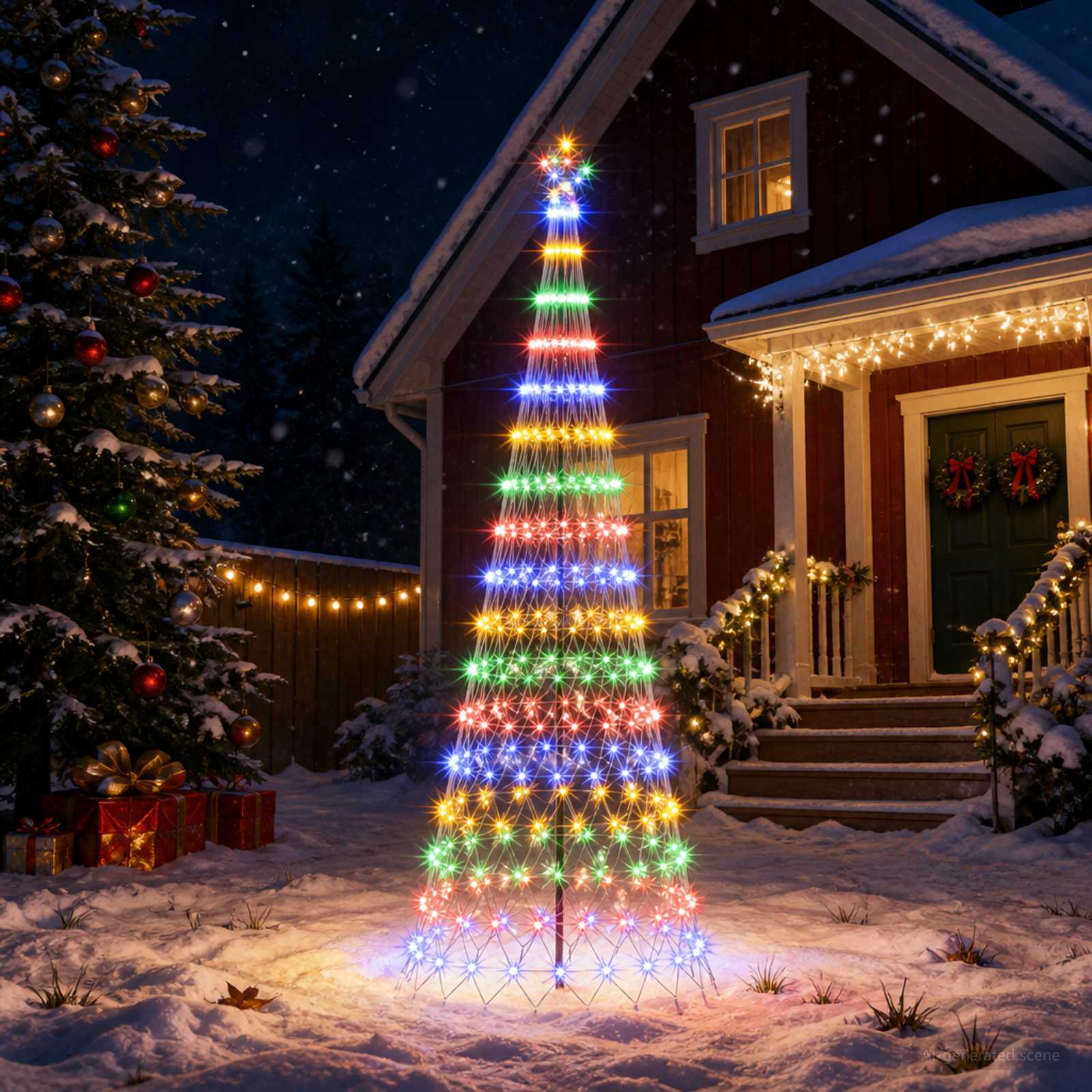 vidaXL LED juletræ 300 cm 350 LED'er Flerfarvet Jern Sort
