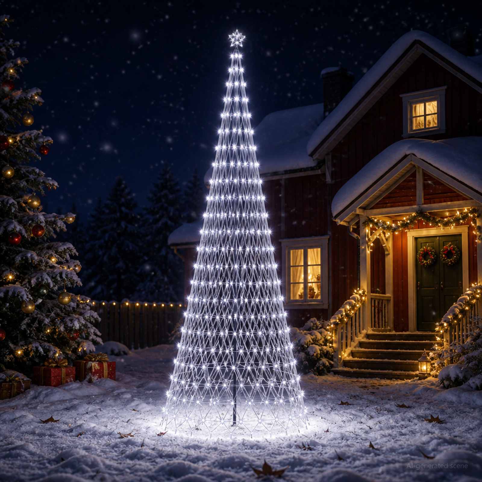 vidaXL LED juletre 400 cm 450 LED-lys Kaldhvit Jern Svart