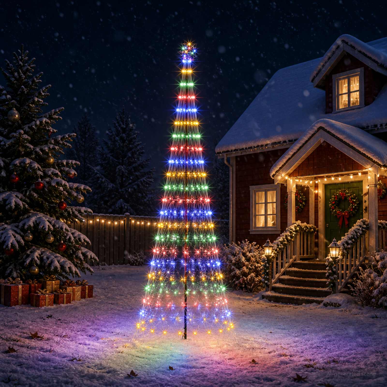 vidaXL LED juletre 400 cm 450 LED-lys Flerfarget Jern Svart