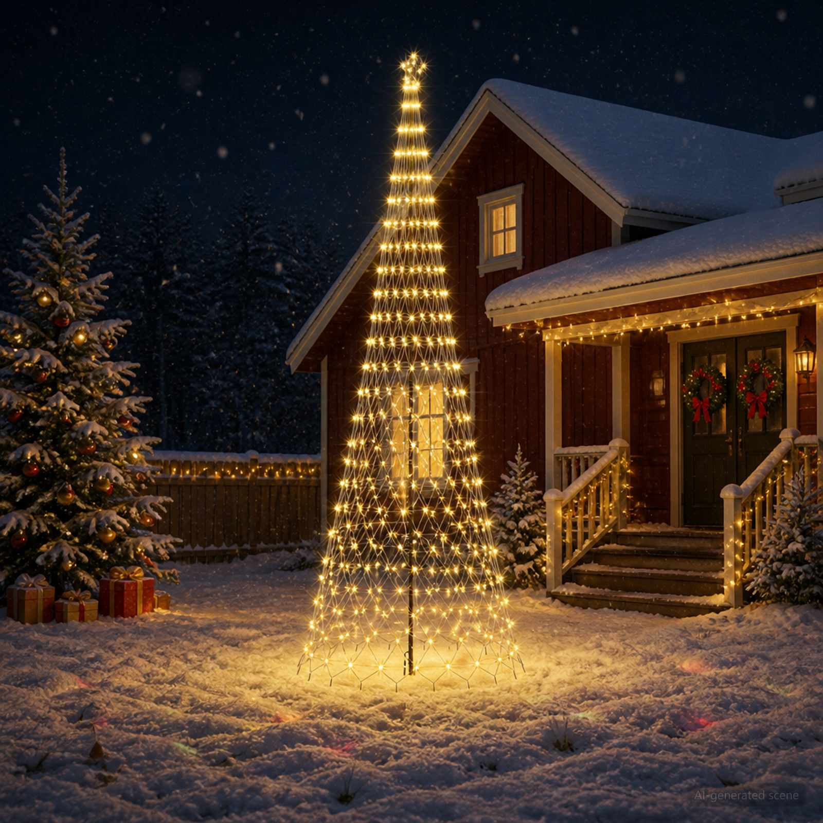 LED božično drevesce 500 cm 550 LED Toplo bela elezo Črna