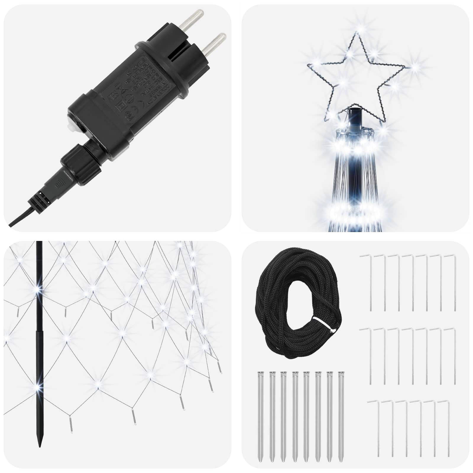 LED božično drevesce 500 cm 550 LED Hladno bela elezo Črna