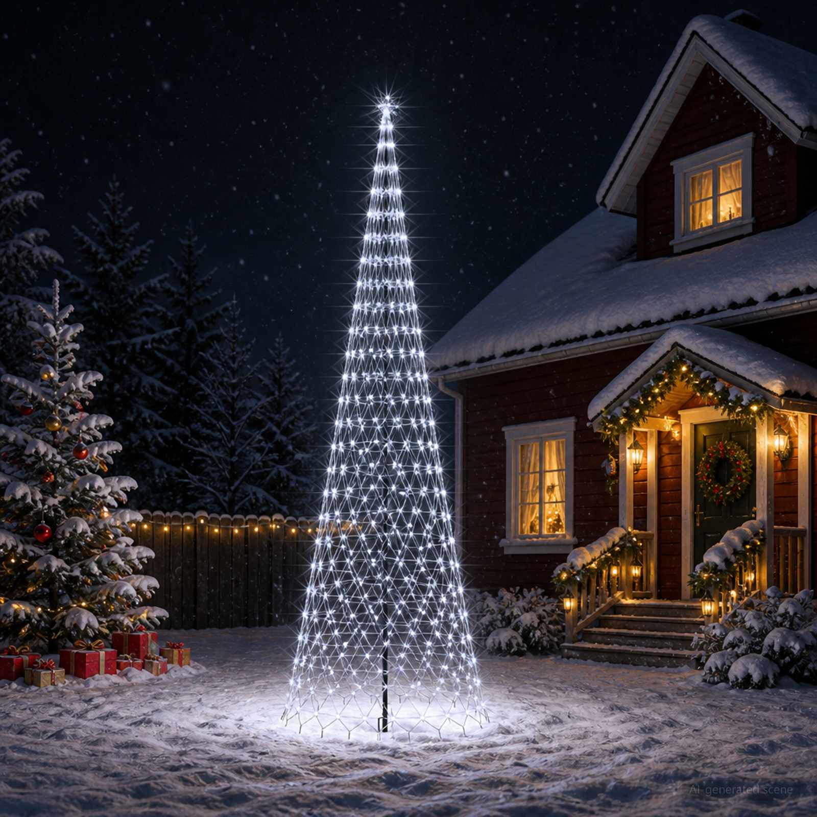 LED božično drevesce 500 cm 550 LED Hladno bela elezo Črna