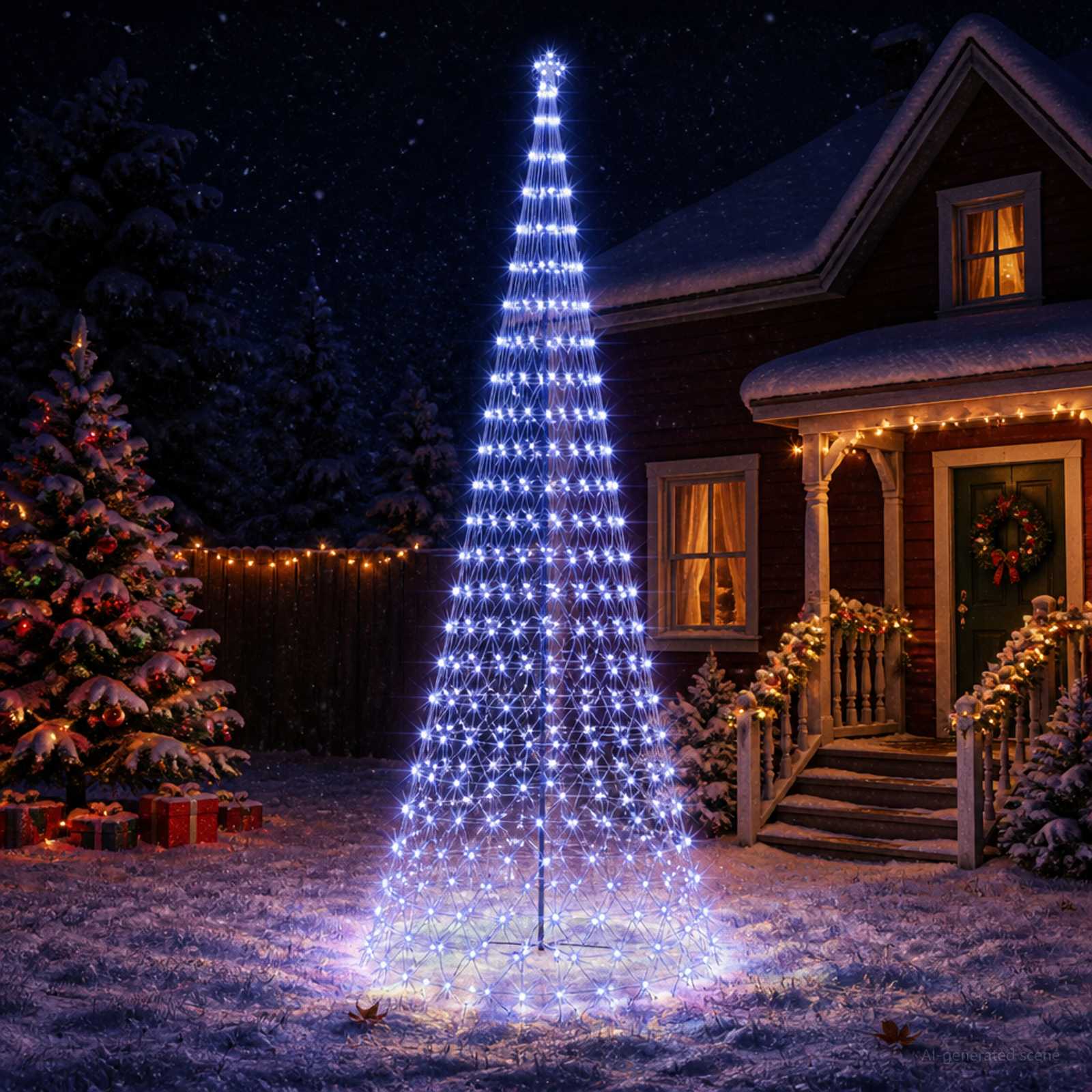 vidaXL LED juletræ 500 cm 550 LED'er Blå Jern Sort